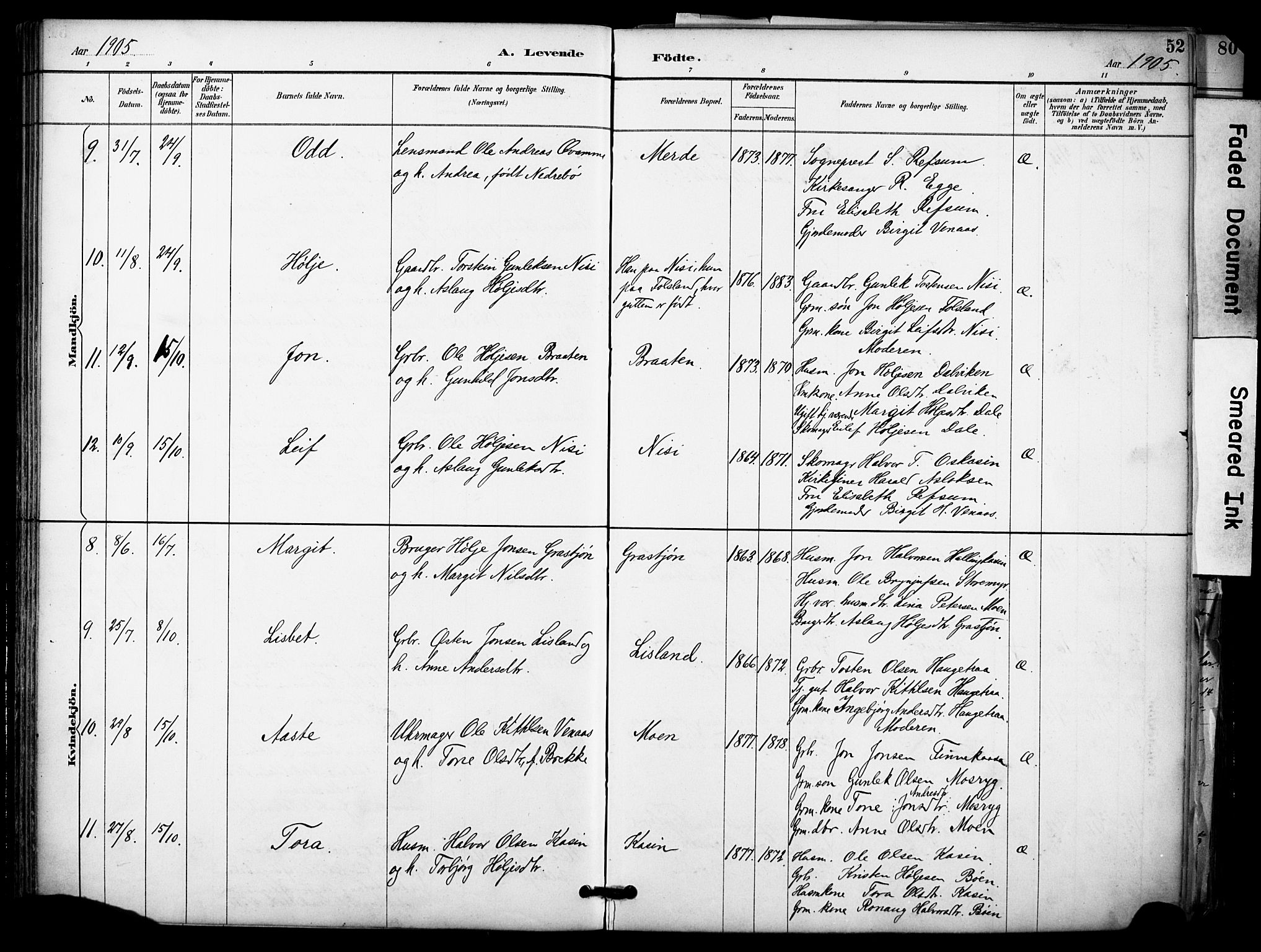 Gransherad kirkebøker, AV/SAKO-A-267/F/Fa/L0005: Parish register (official) no. I 5, 1887-1916, p. 52