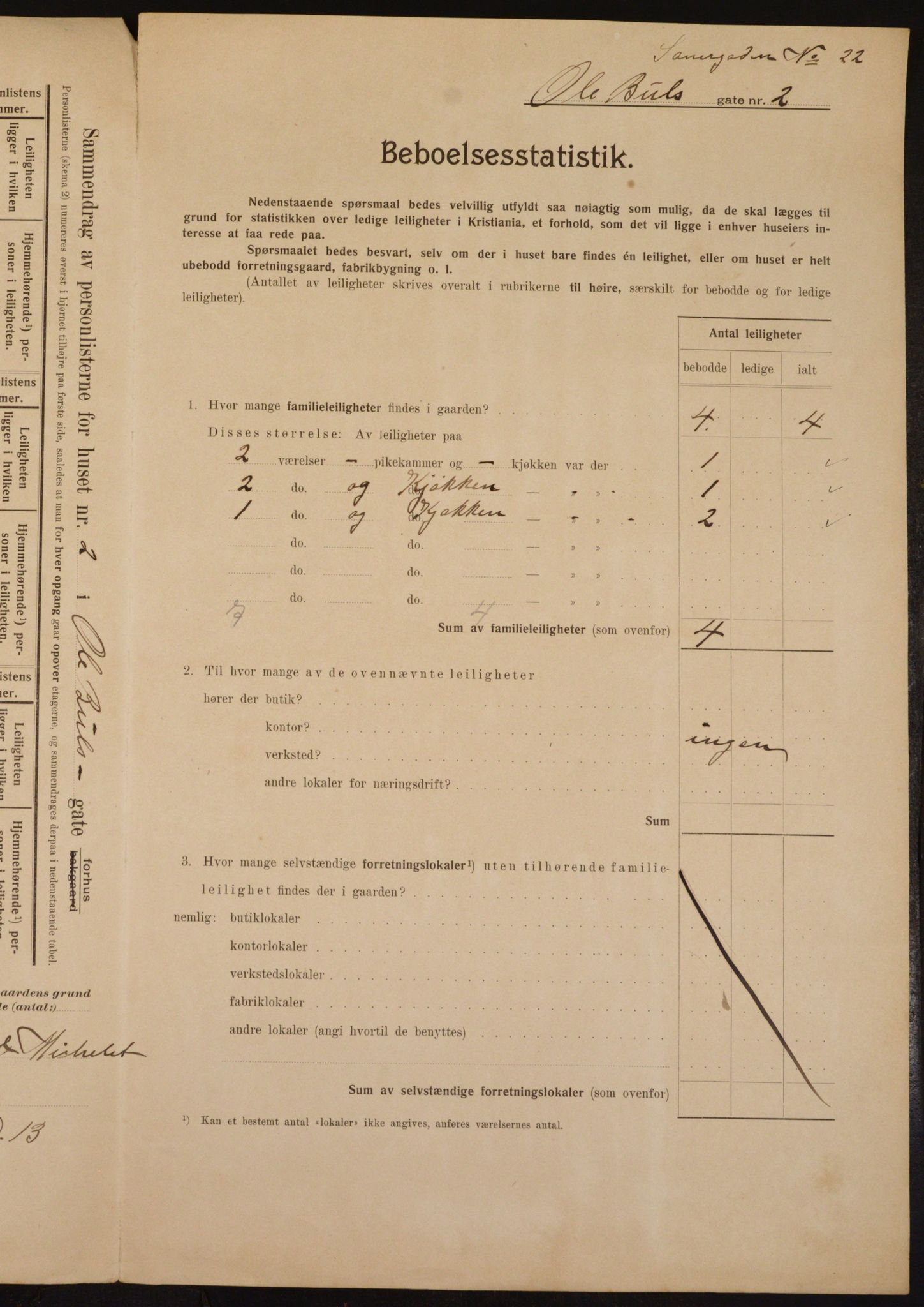 OBA, Municipal Census 1910 for Kristiania, 1910, p. 72678