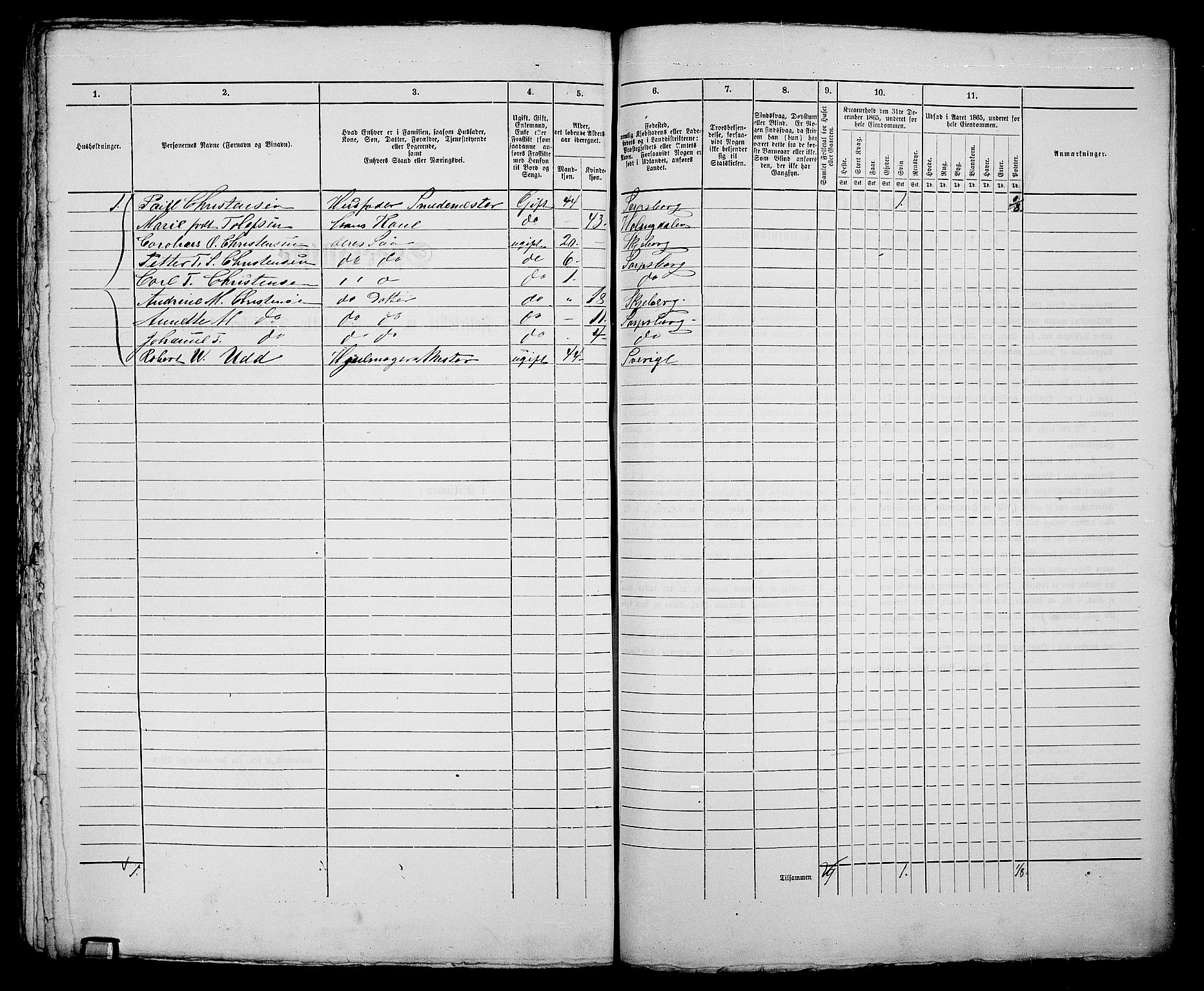 RA, 1865 census for Sarpsborg, 1865, p. 386