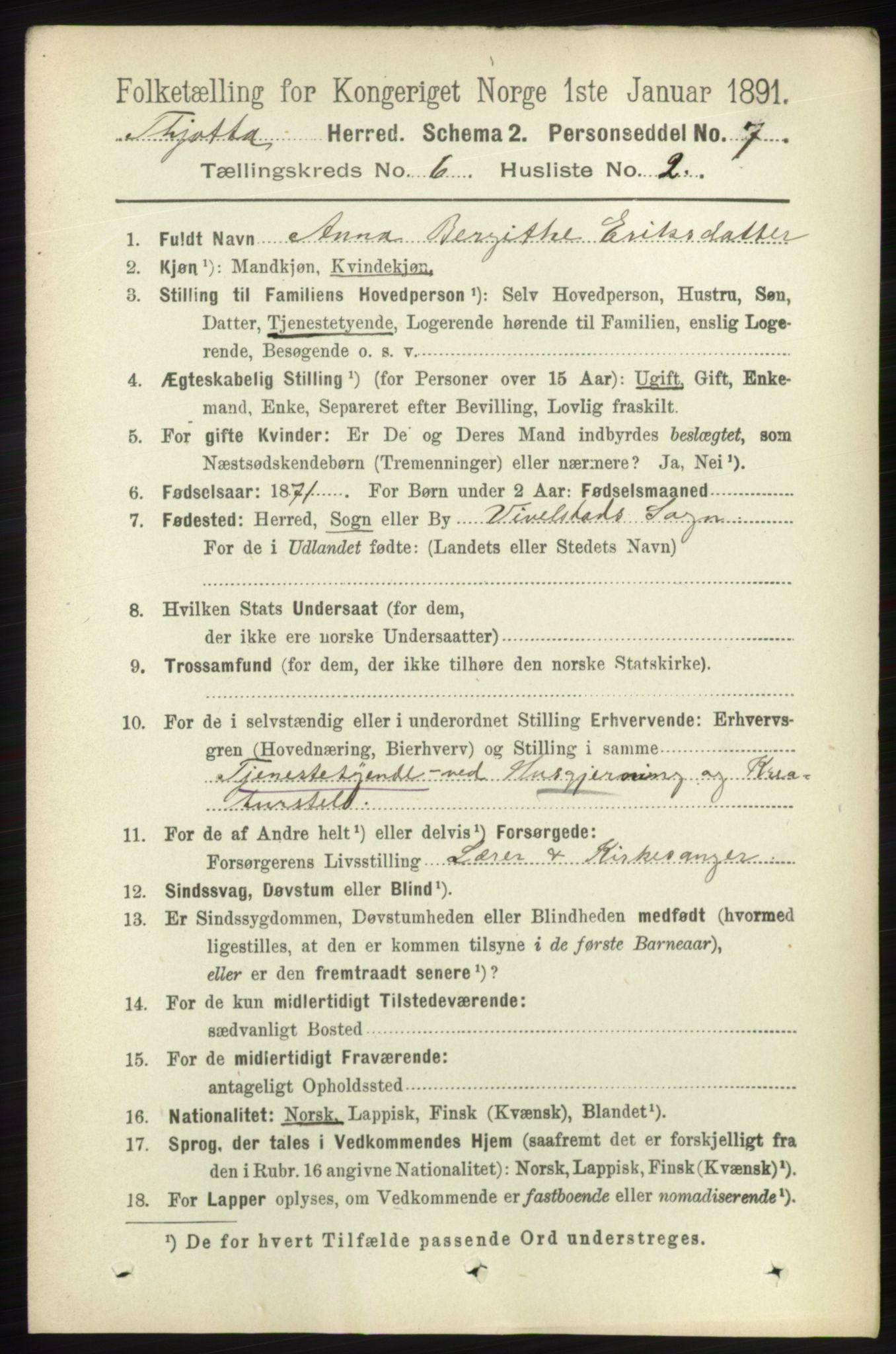 RA, 1891 census for 1817 Tjøtta, 1891, p. 2883