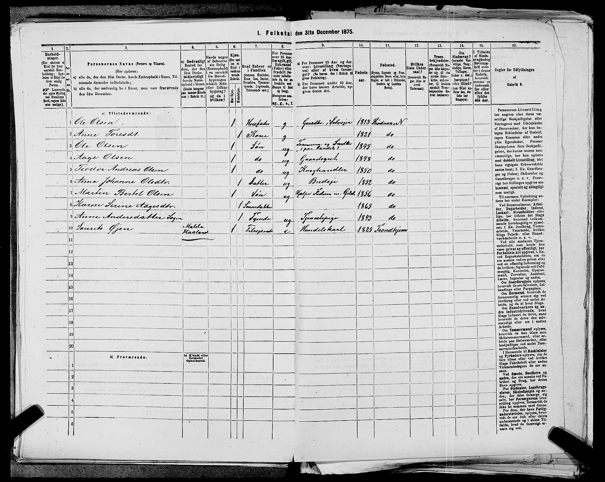 SAST, 1875 census for 1139P Nedstrand, 1875, p. 332