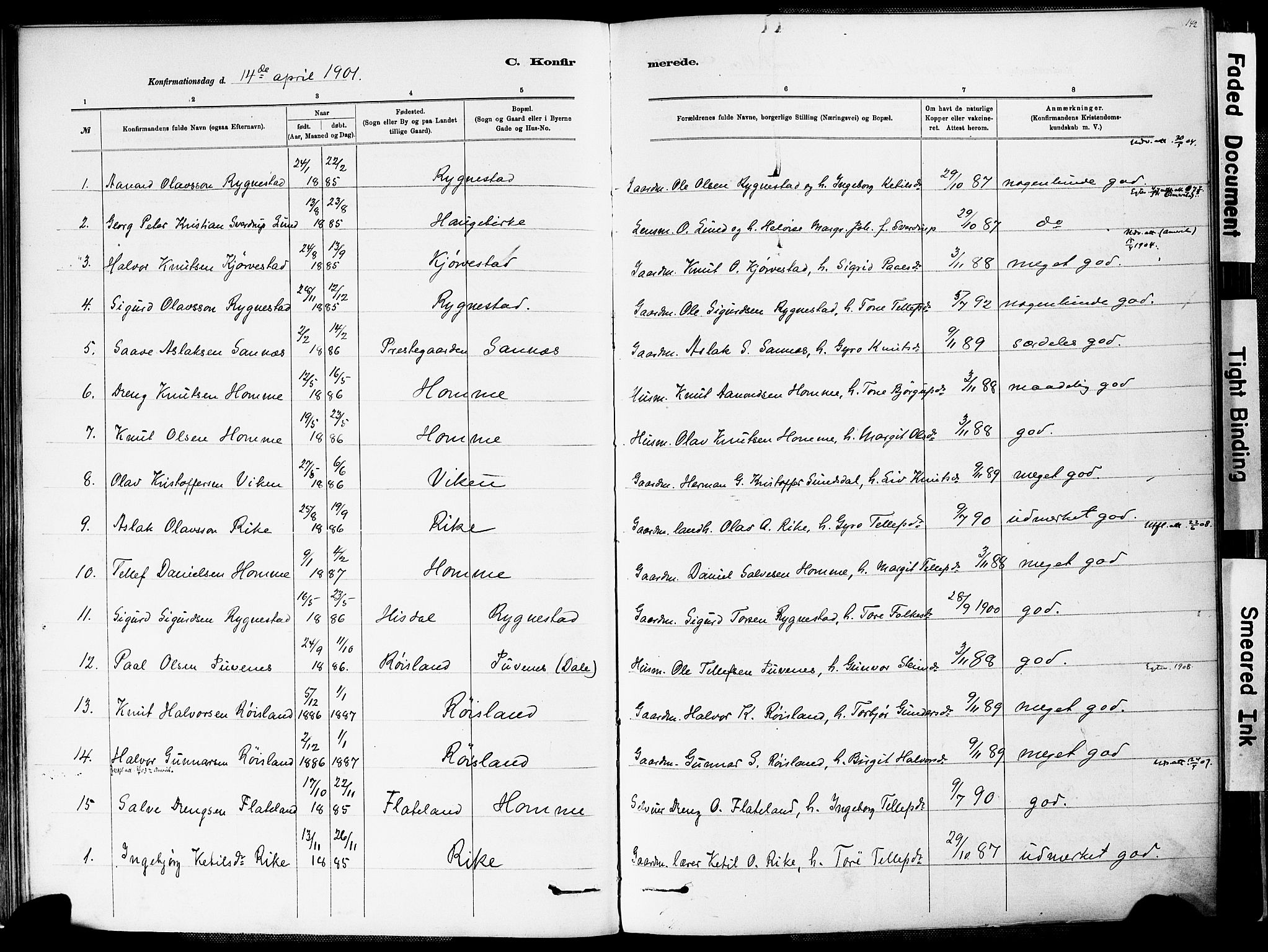 Valle sokneprestkontor, AV/SAK-1111-0044/F/Fa/Fac/L0009: Parish register (official) no. A 9, 1882-1913, p. 142