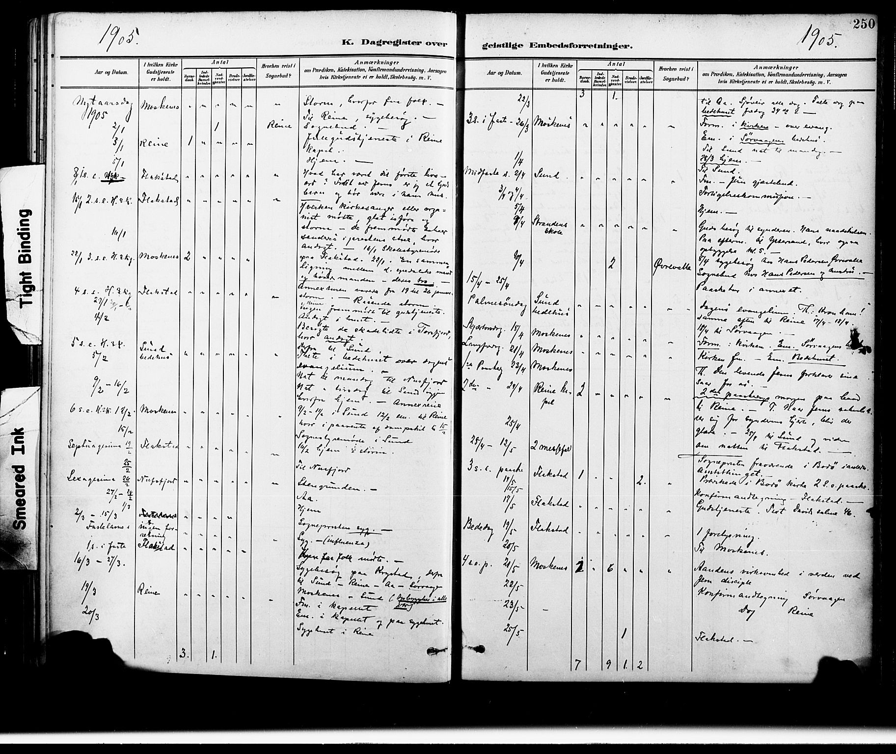 Ministerialprotokoller, klokkerbøker og fødselsregistre - Nordland, SAT/A-1459/885/L1205: Parish register (official) no. 885A06, 1892-1905, p. 250