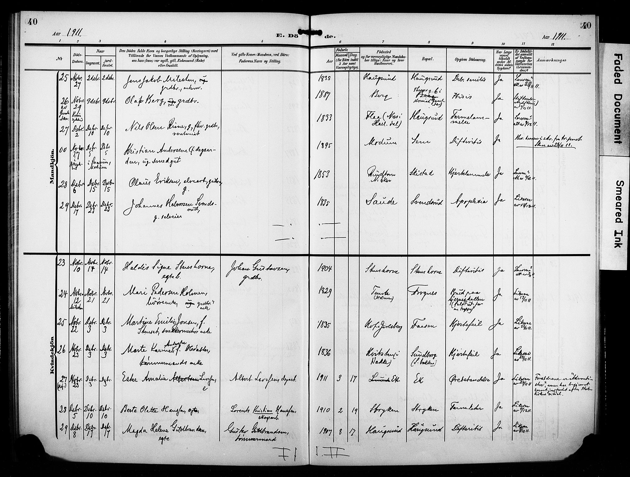 Eiker kirkebøker, AV/SAKO-A-4/F/Fb/L0004: Parish register (official) no. II 4, 1905-1914, p. 40