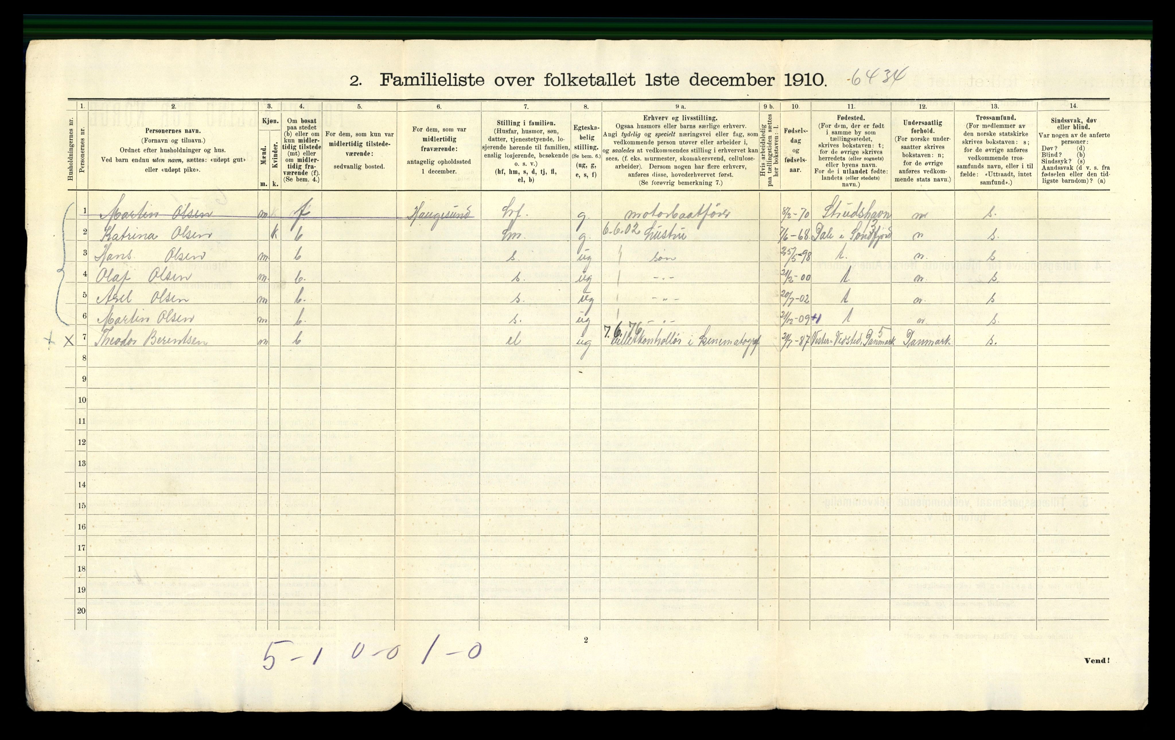 RA, 1910 census for Bergen, 1910, p. 10238