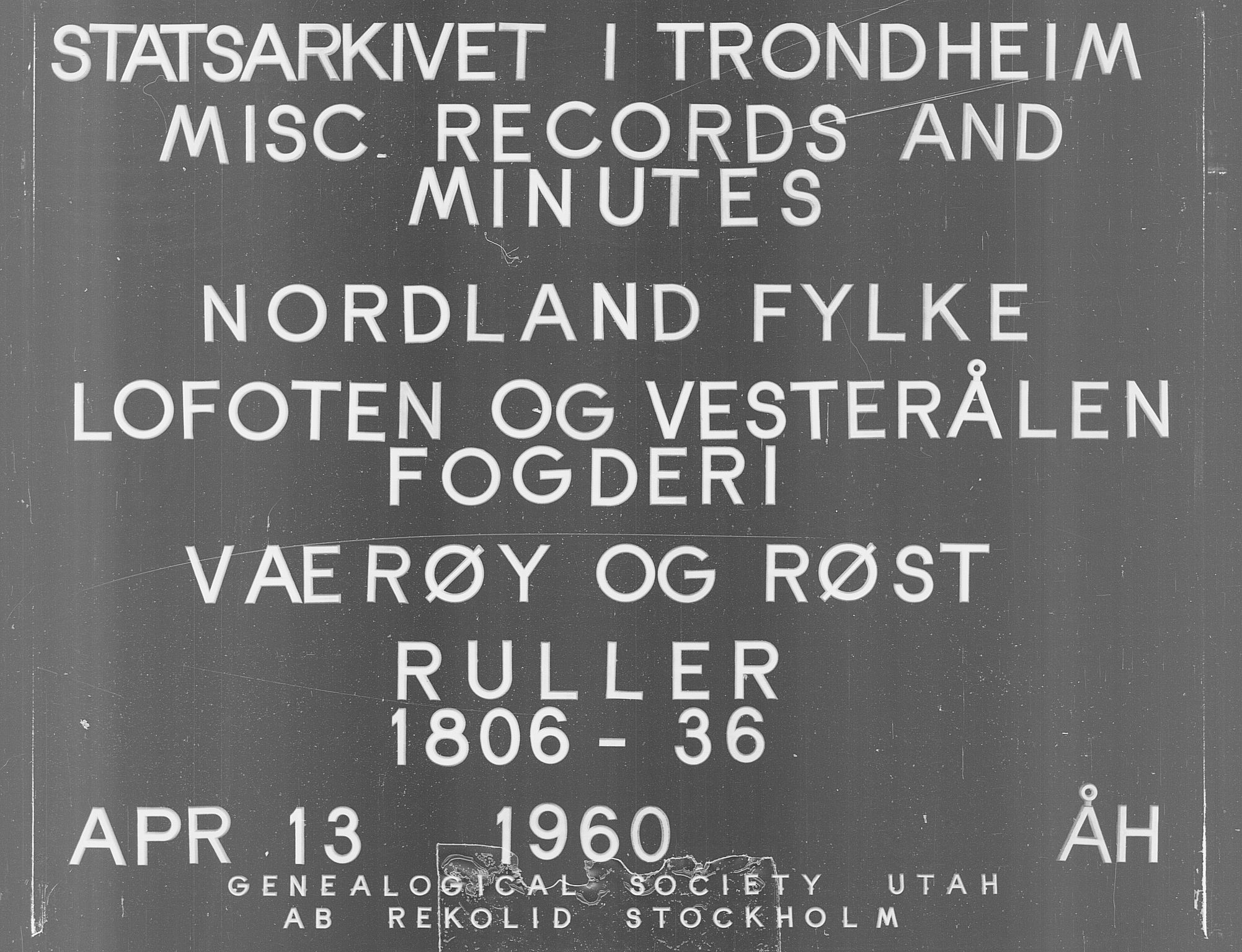 Fylkesmannen i Nordland, AV/SAT-A-0499/1.1/R/Ra/L0027: --, 1806-1836, p. 1