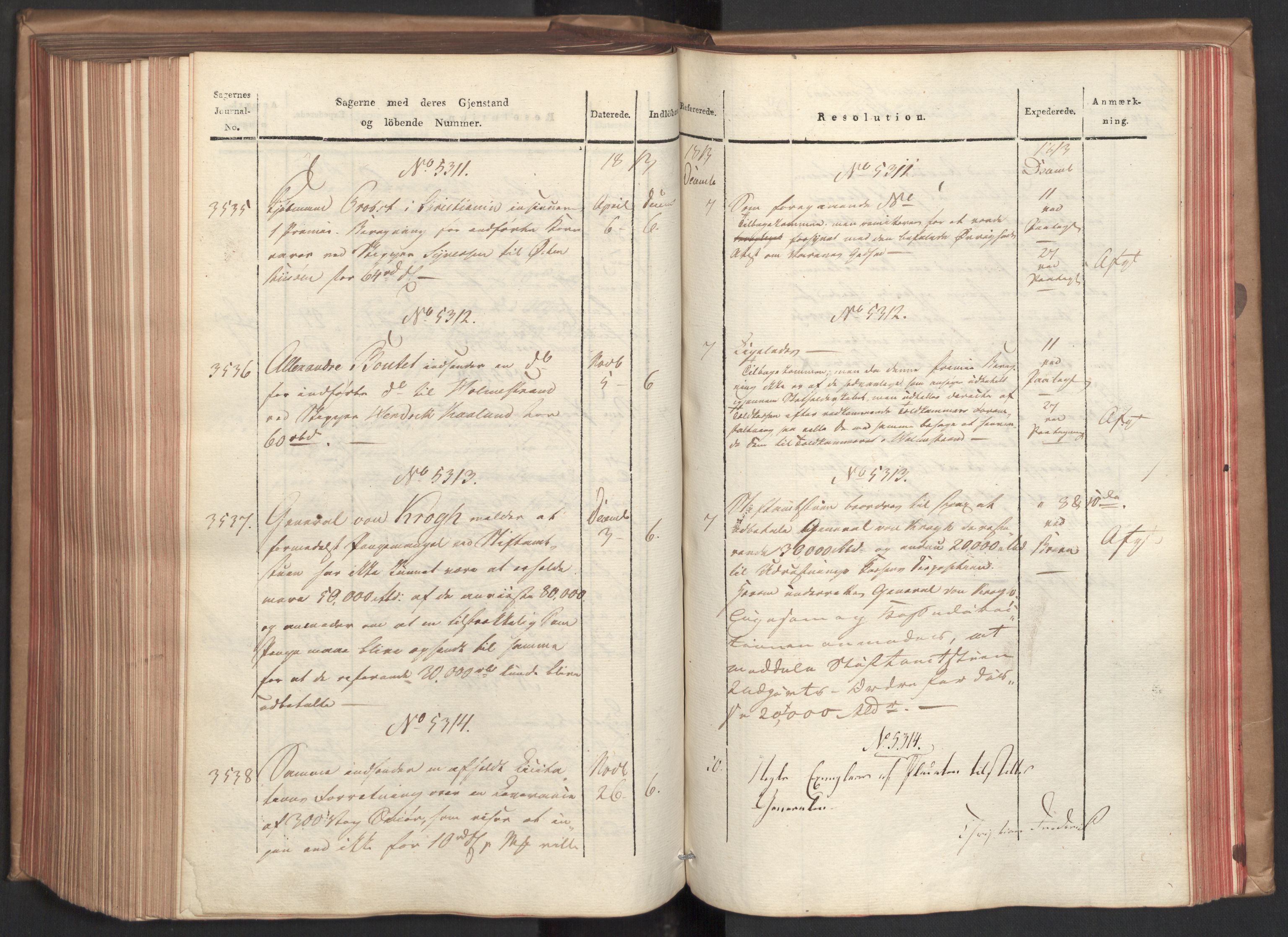 Stattholderembetet 1810-1814, 2. kontor (Kontor B), AV/RA-EA-5432/Ab/L0008: Referatprotokoll,  j.nr. 3043-3538,  l.nr. 4732-5314, 1813, p. 293