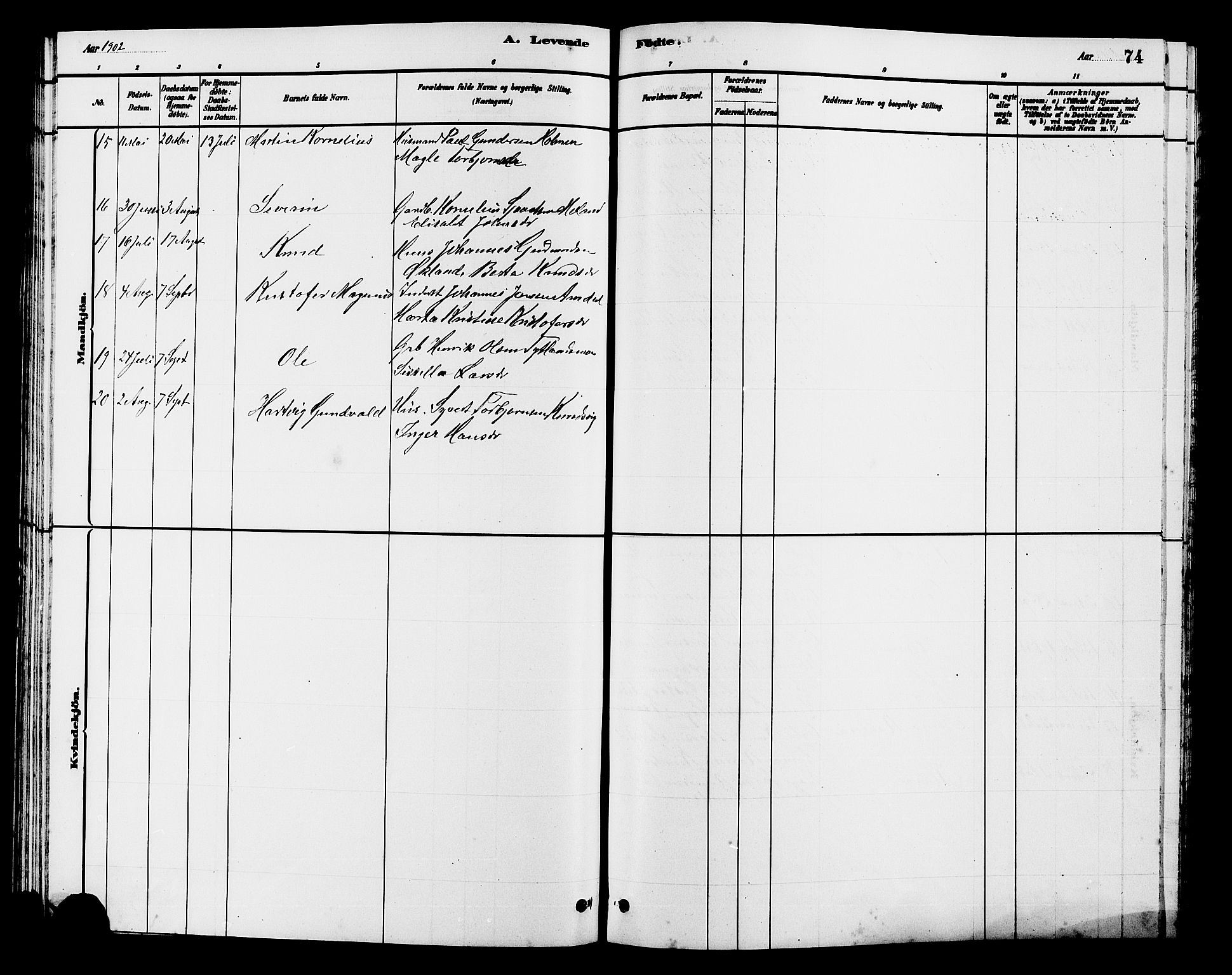 Hjelmeland sokneprestkontor, AV/SAST-A-101843/01/V/L0007: Parish register (copy) no. B 7, 1880-1909, p. 74