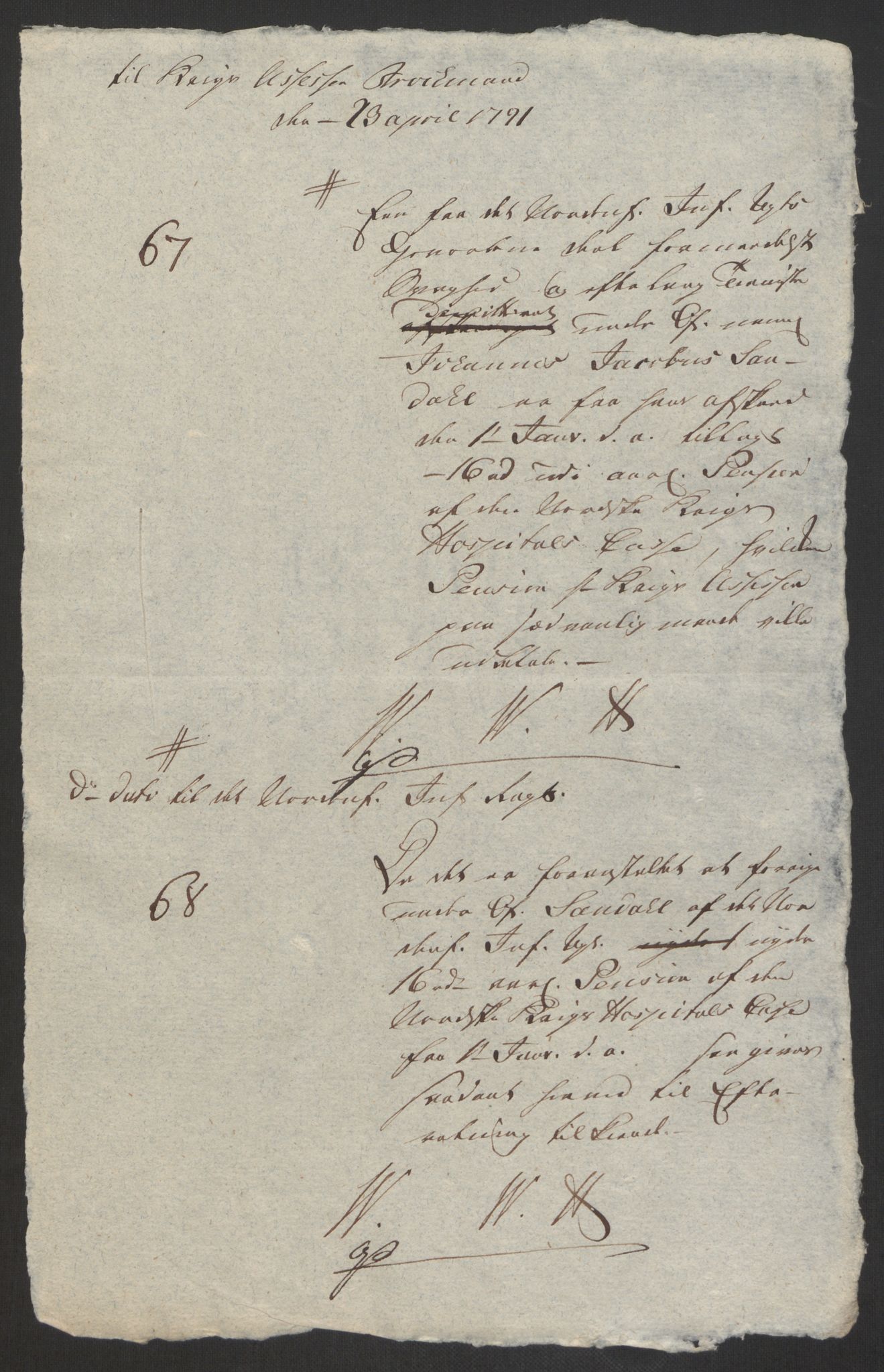 Forsvaret, Den norske kvesthuskasse/krigshospitalkasse, AV/RA-RAFA-1887/F/Fa/L0008: Konsepter, 1790-1793, p. 475