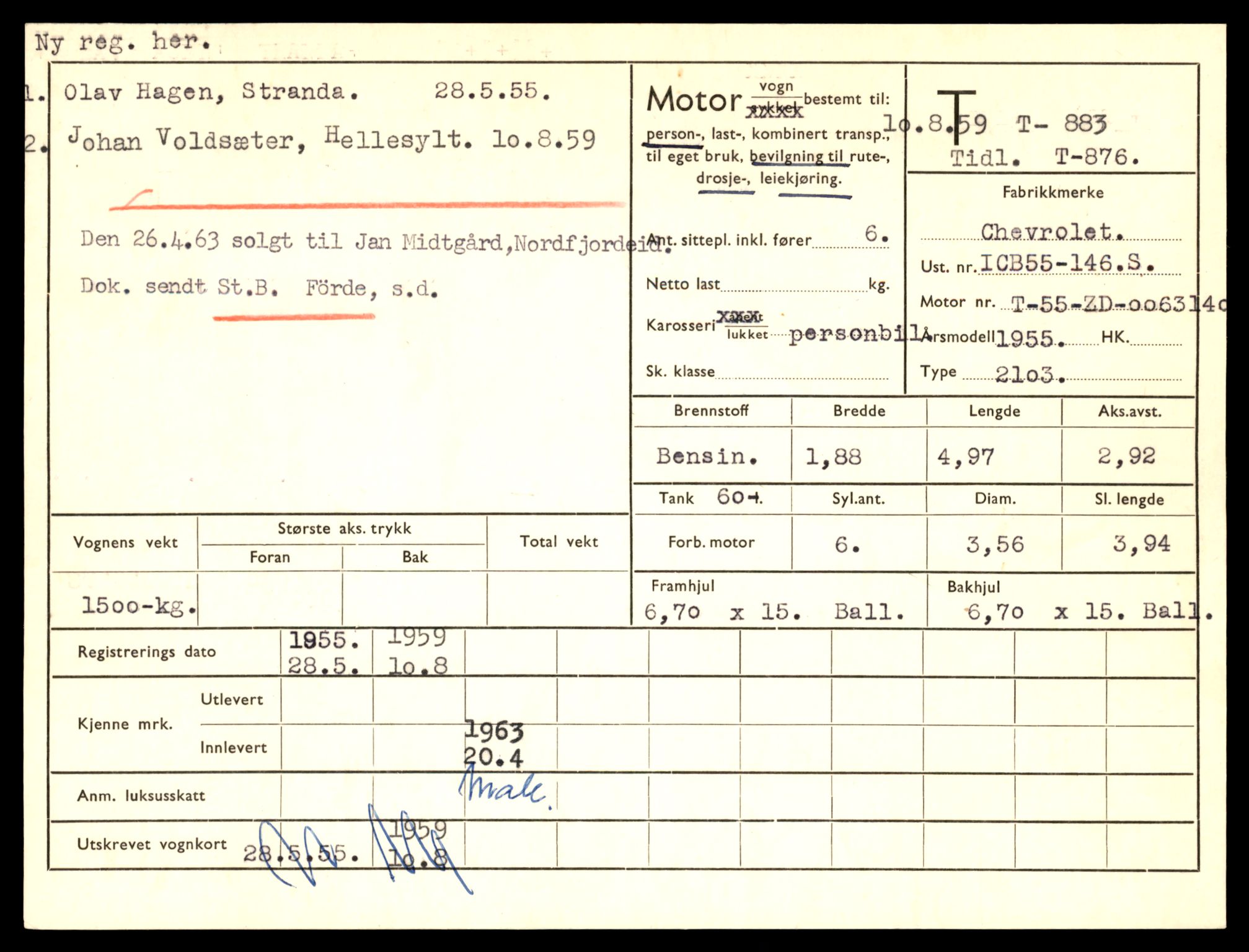 Møre og Romsdal vegkontor - Ålesund trafikkstasjon, SAT/A-4099/F/Fe/L0008: Registreringskort for kjøretøy T 747 - T 894, 1927-1998, p. 2882