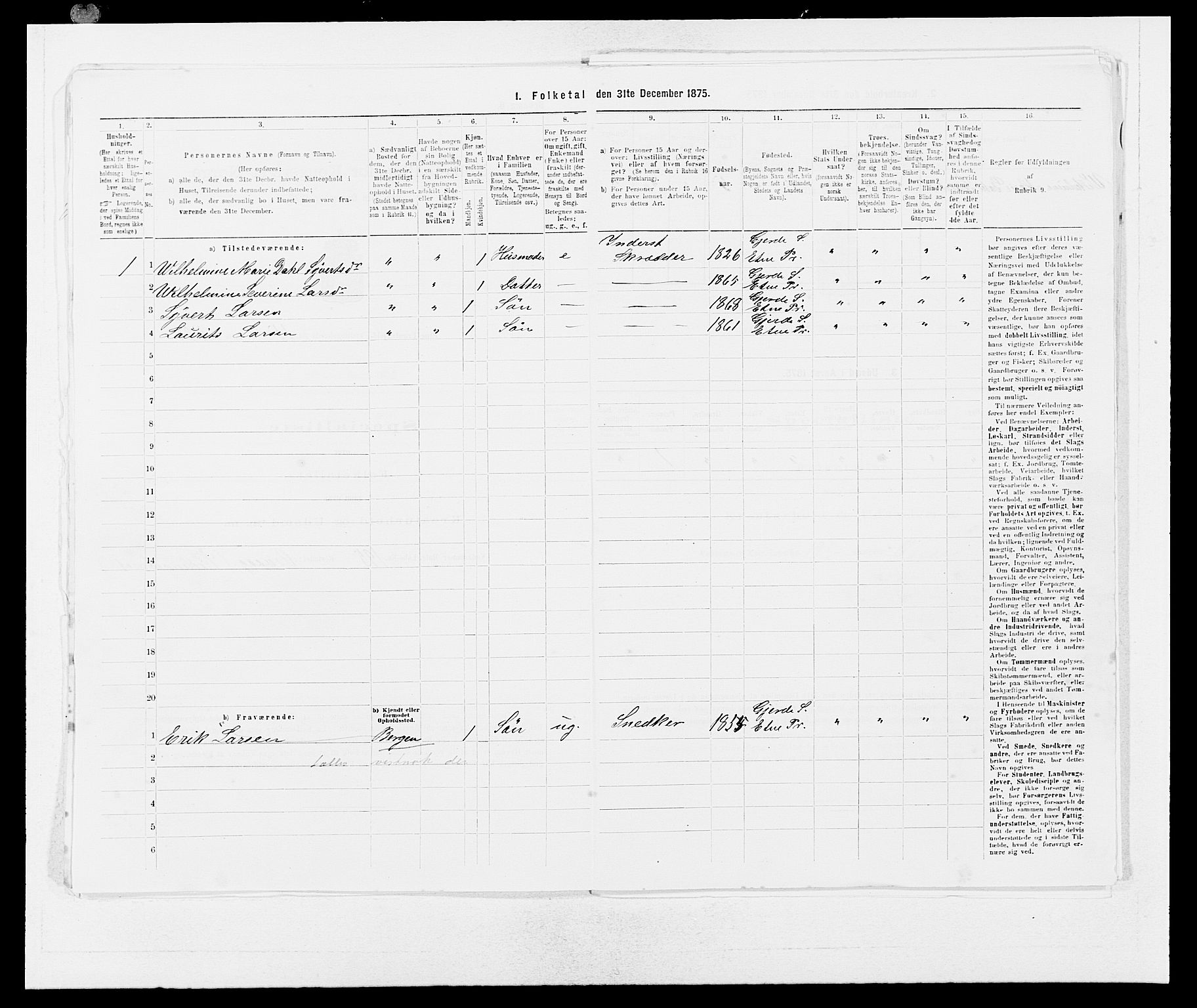 SAB, 1875 census for 1211P Etne, 1875, p. 1005