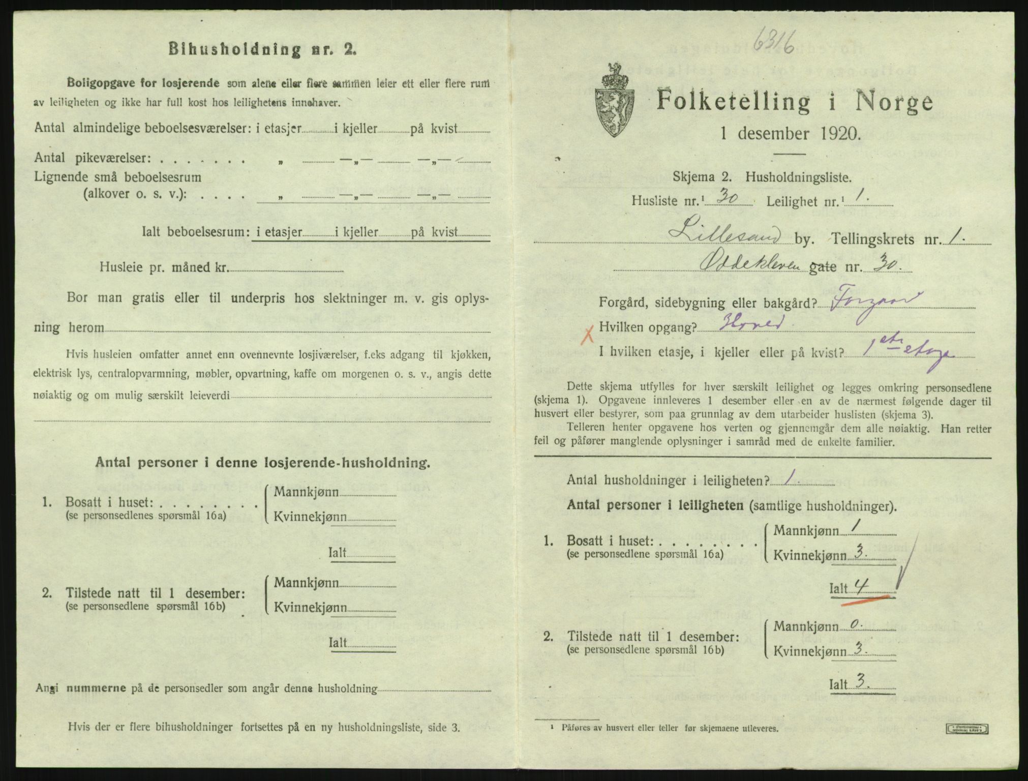 SAK, 1920 census for Lillesand, 1920, p. 557