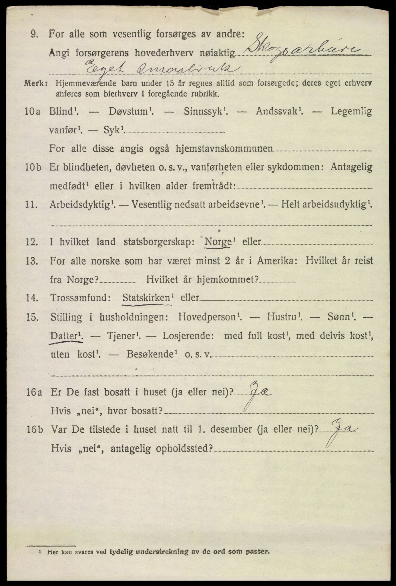 SAK, 1920 census for Hylestad, 1920, p. 1107