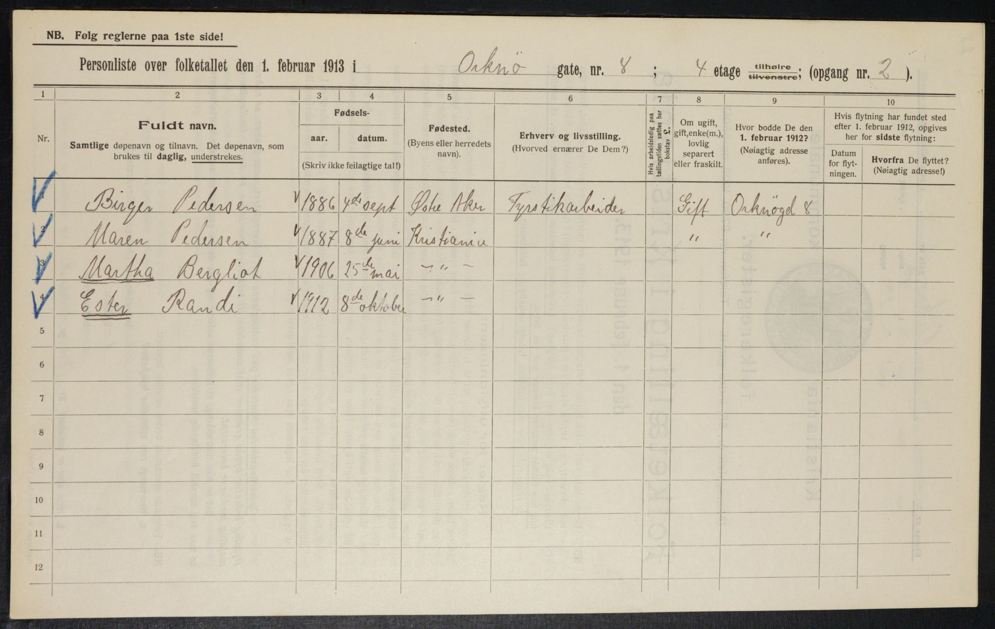 OBA, Municipal Census 1914 for Kristiania, 1914, p. 76112