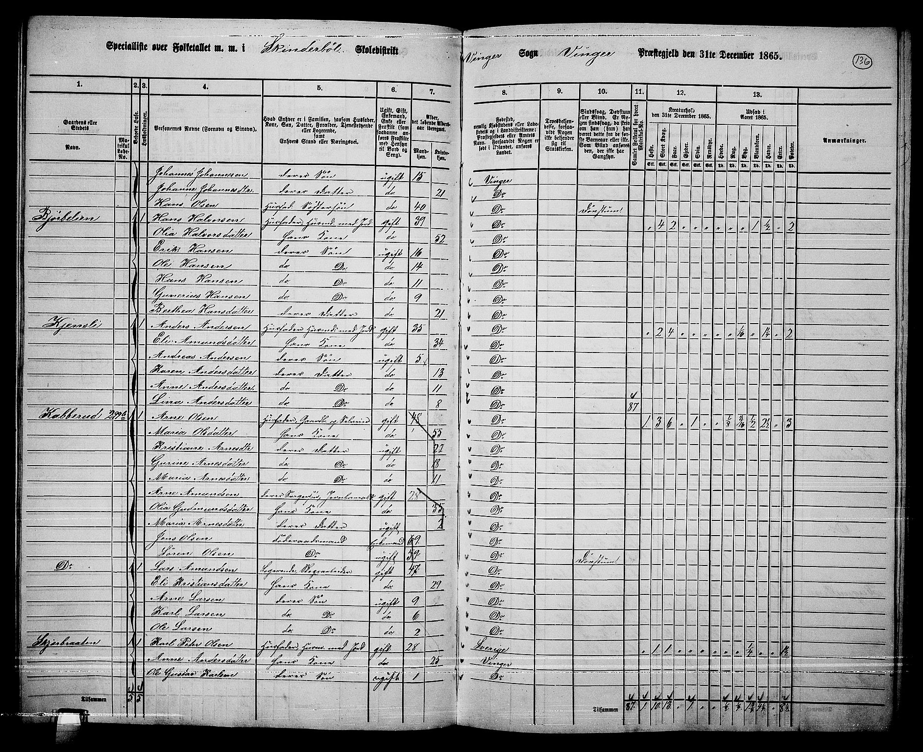 RA, 1865 census for Vinger/Vinger og Austmarka, 1865, p. 124