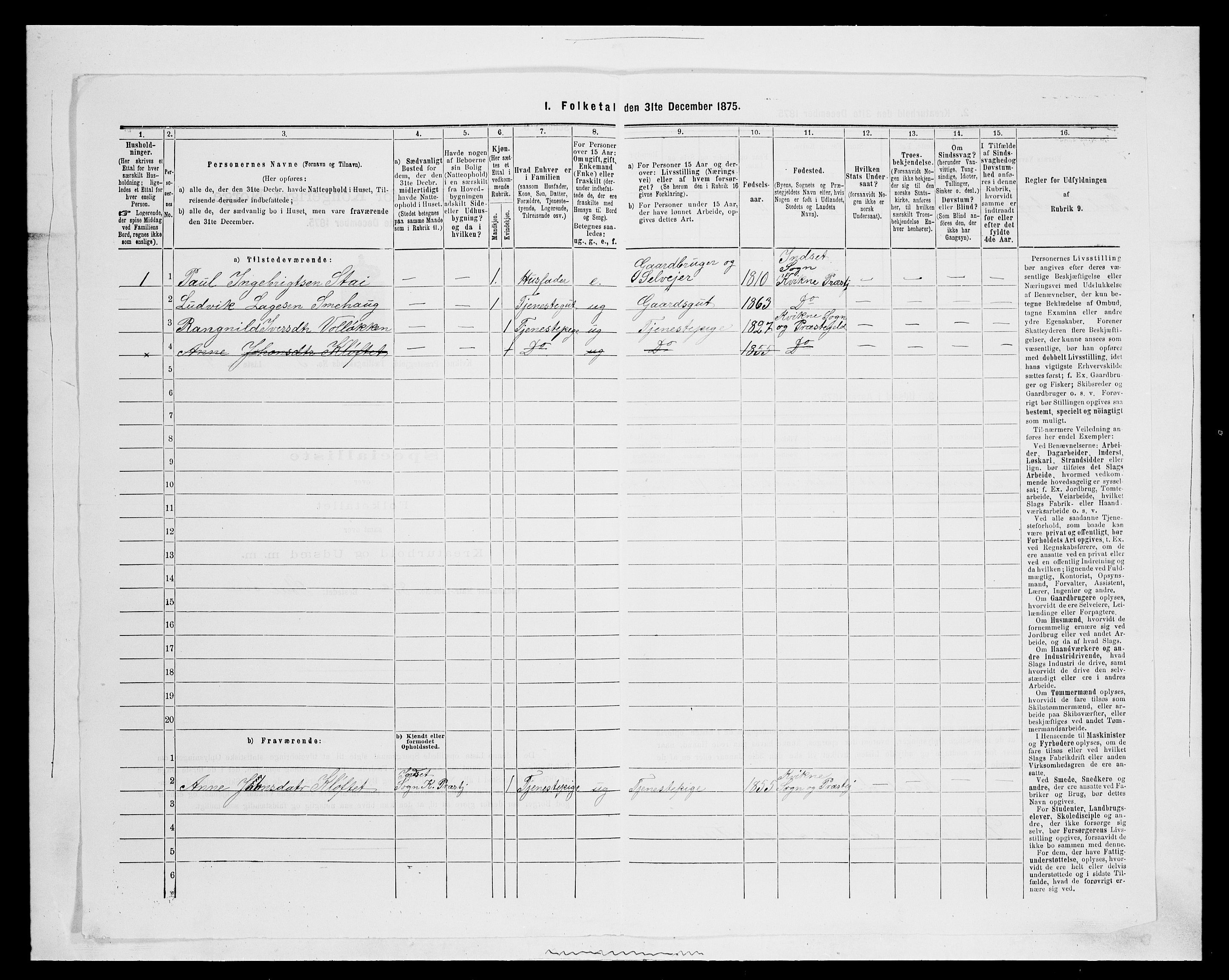 SAH, 1875 census for 0440P Kvikne, 1875, p. 273