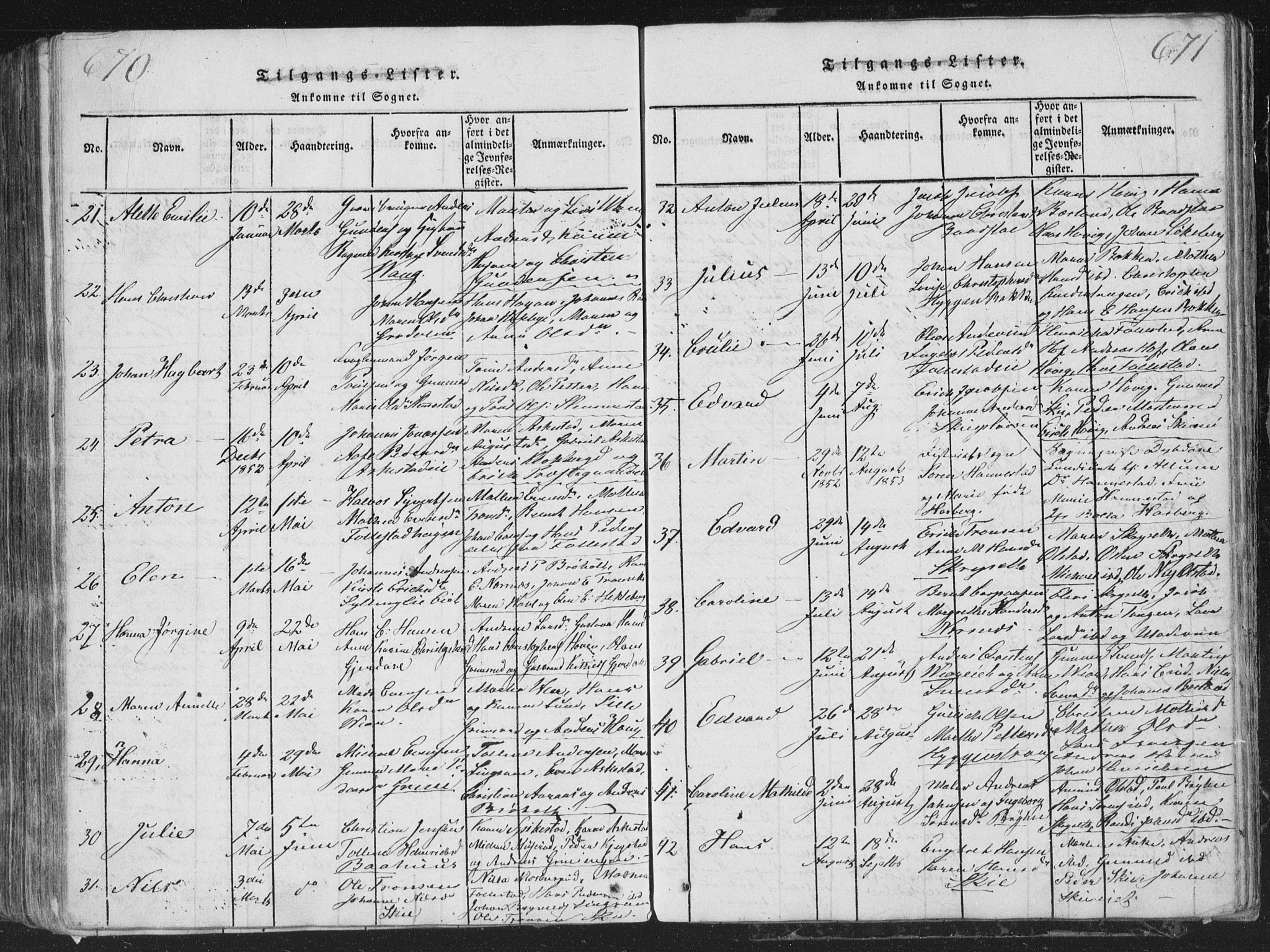 Røyken kirkebøker, AV/SAKO-A-241/G/Ga/L0003: Parish register (copy) no. 3, 1814-1856, p. 670-671