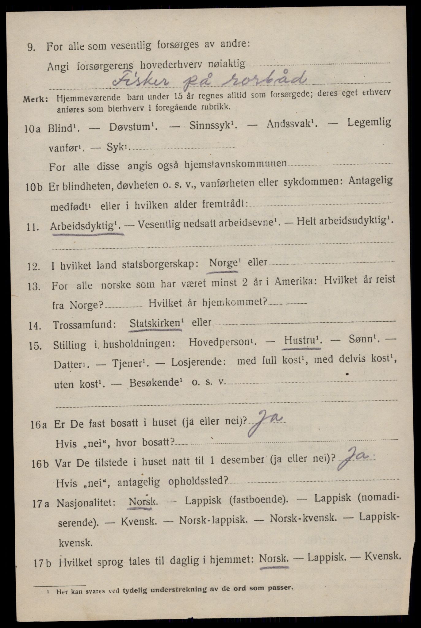 SAT, 1920 census for Værøy, 1920, p. 2230