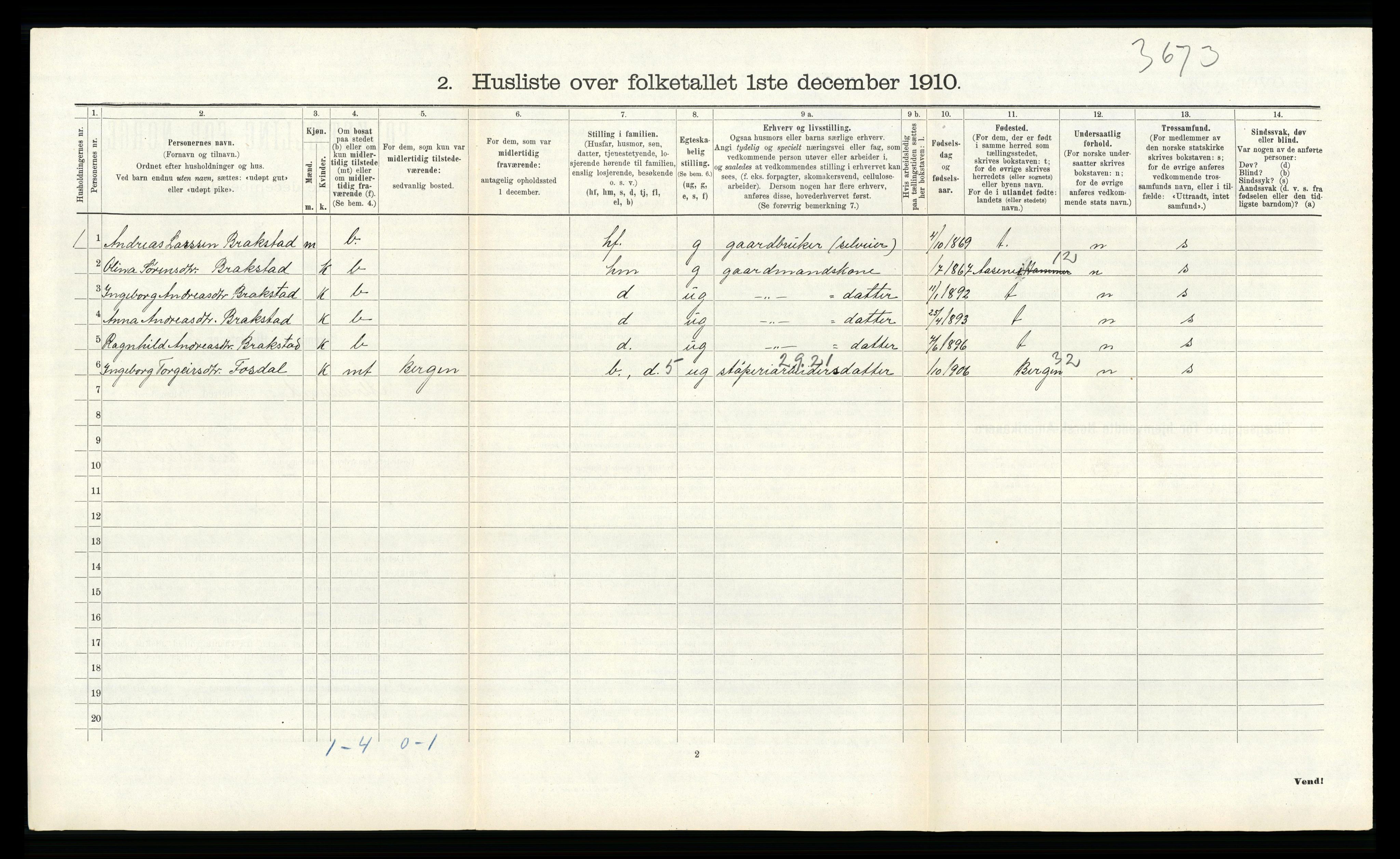 RA, 1910 census for Alversund, 1910, p. 163