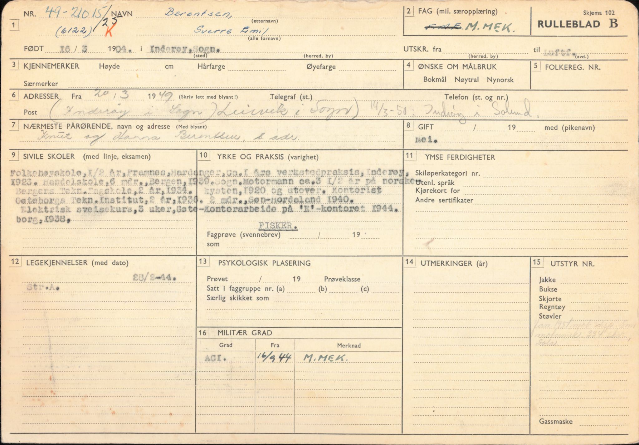 Forsvaret, Forsvarets overkommando/Luftforsvarsstaben, AV/RA-RAFA-4079/P/Pa/L0011: Personellpapirer, 1904, p. 33