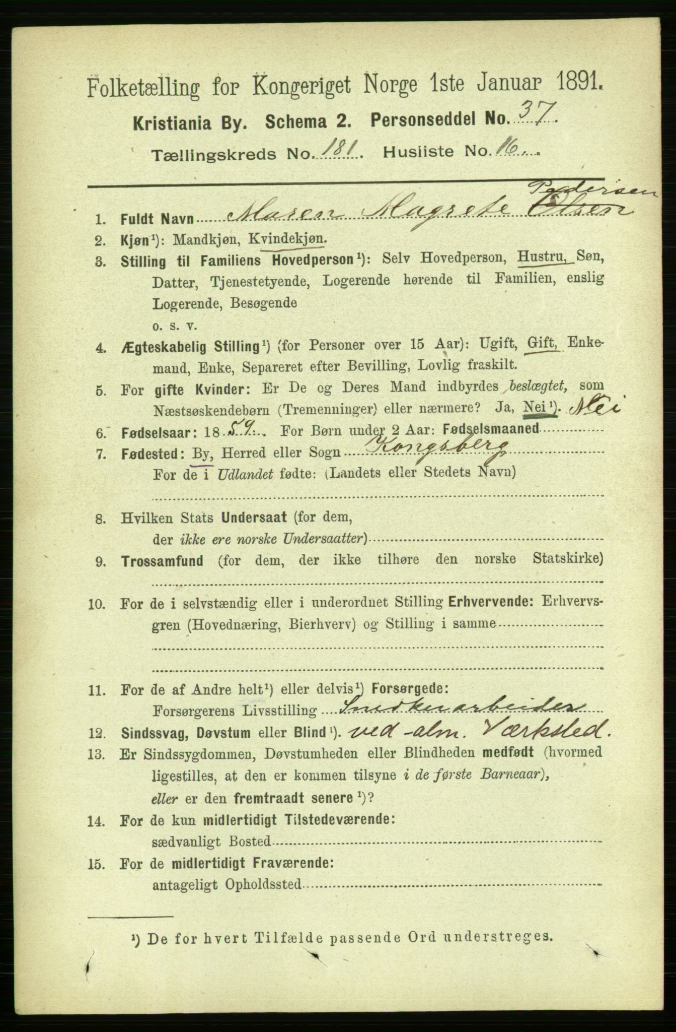 RA, 1891 census for 0301 Kristiania, 1891, p. 108744