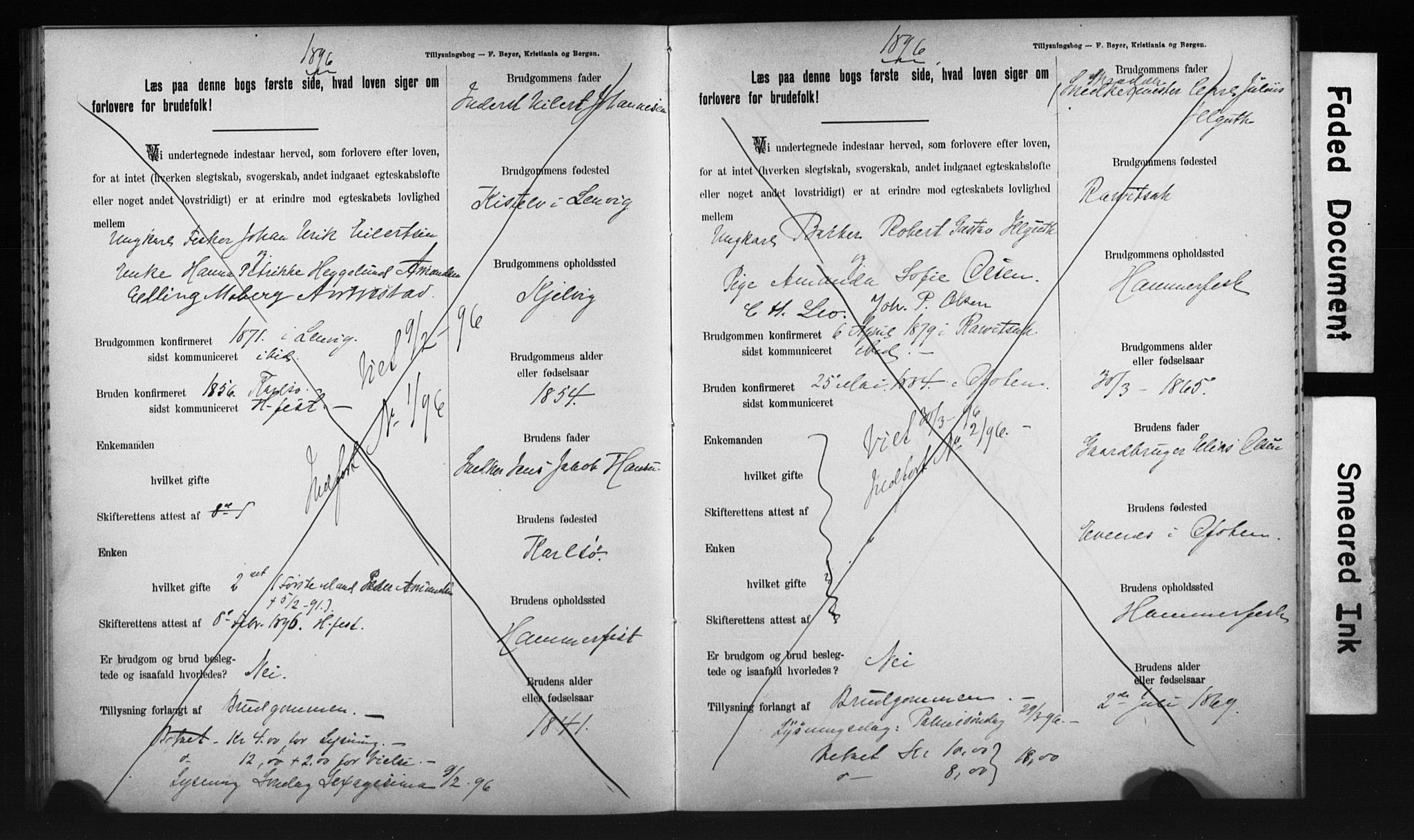 Hammerfest sokneprestkontor, AV/SATØ-S-1347/I/Ib/L0070/0003: Banns register no. 70.3, 1893-1896