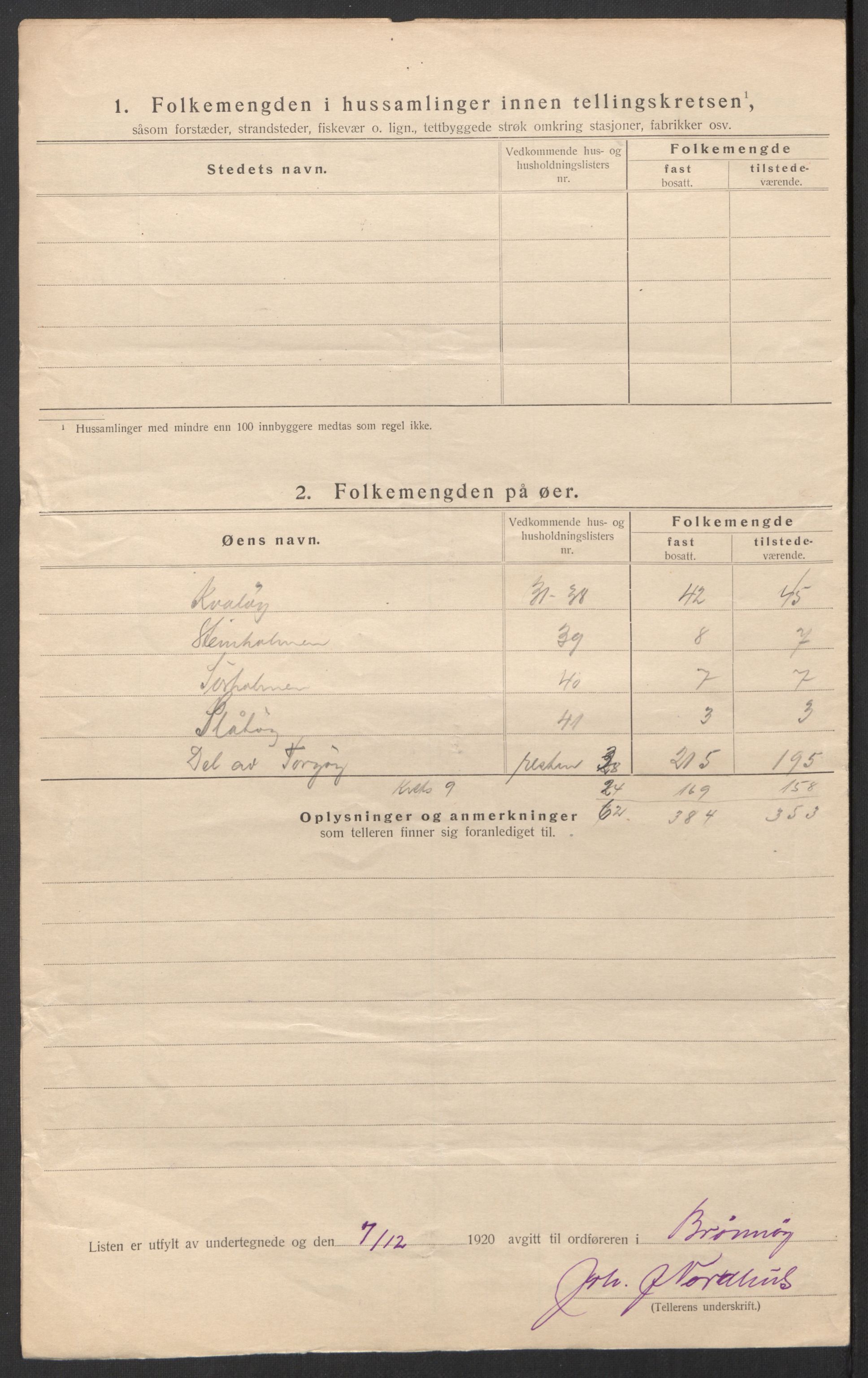 SAT, 1920 census for Brønnøy, 1920, p. 39