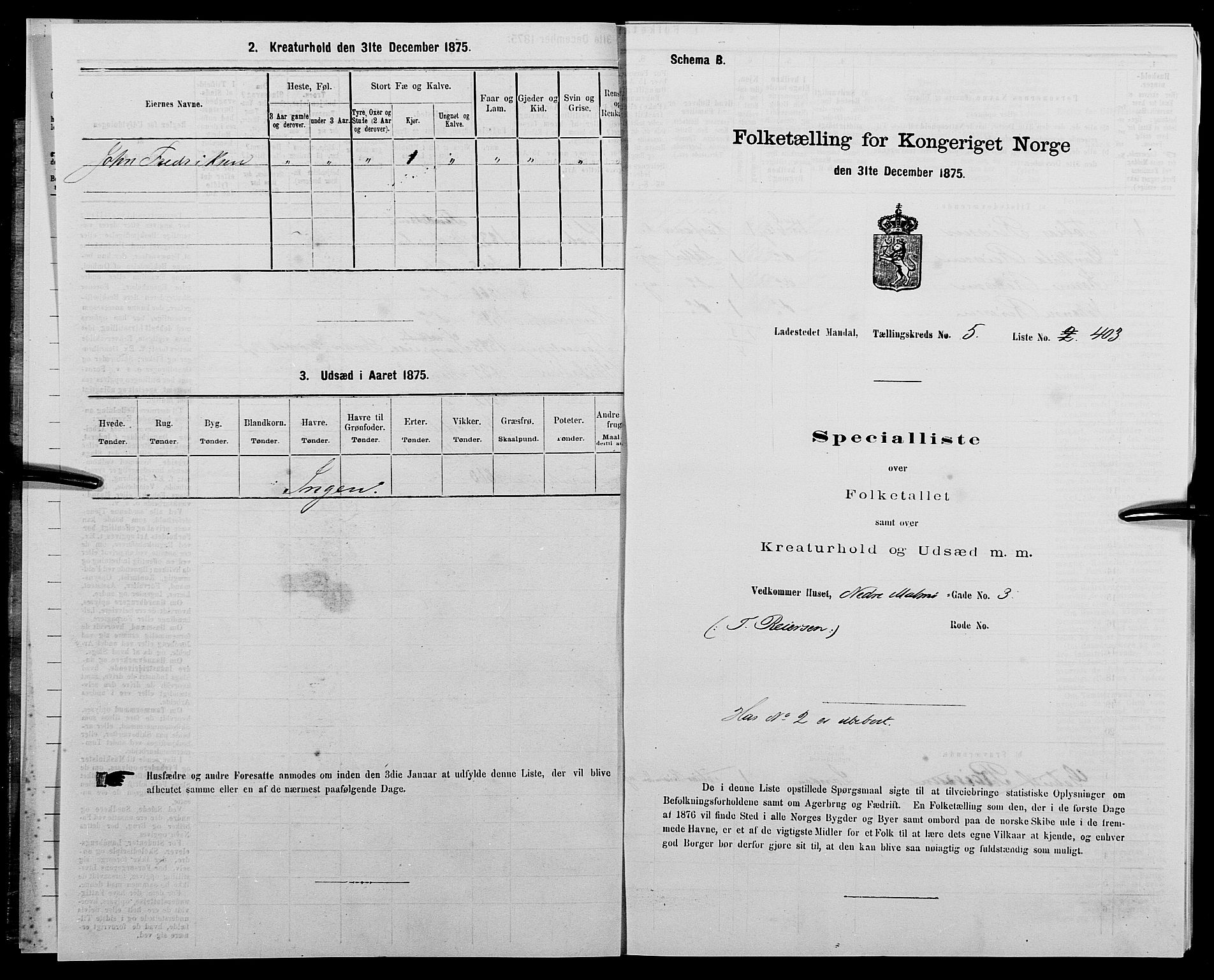 SAK, 1875 census for 1002B Mandal/Mandal, 1875, p. 847