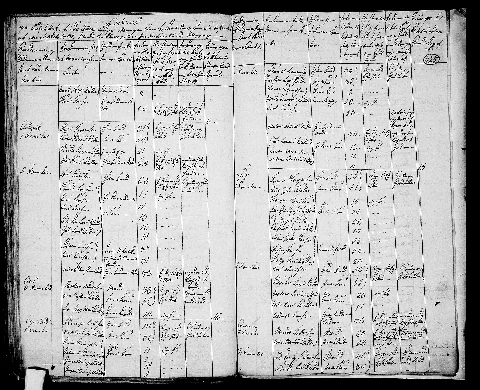 RA, 1801 census for 1134P Suldal, 1801, p. 424b-425a