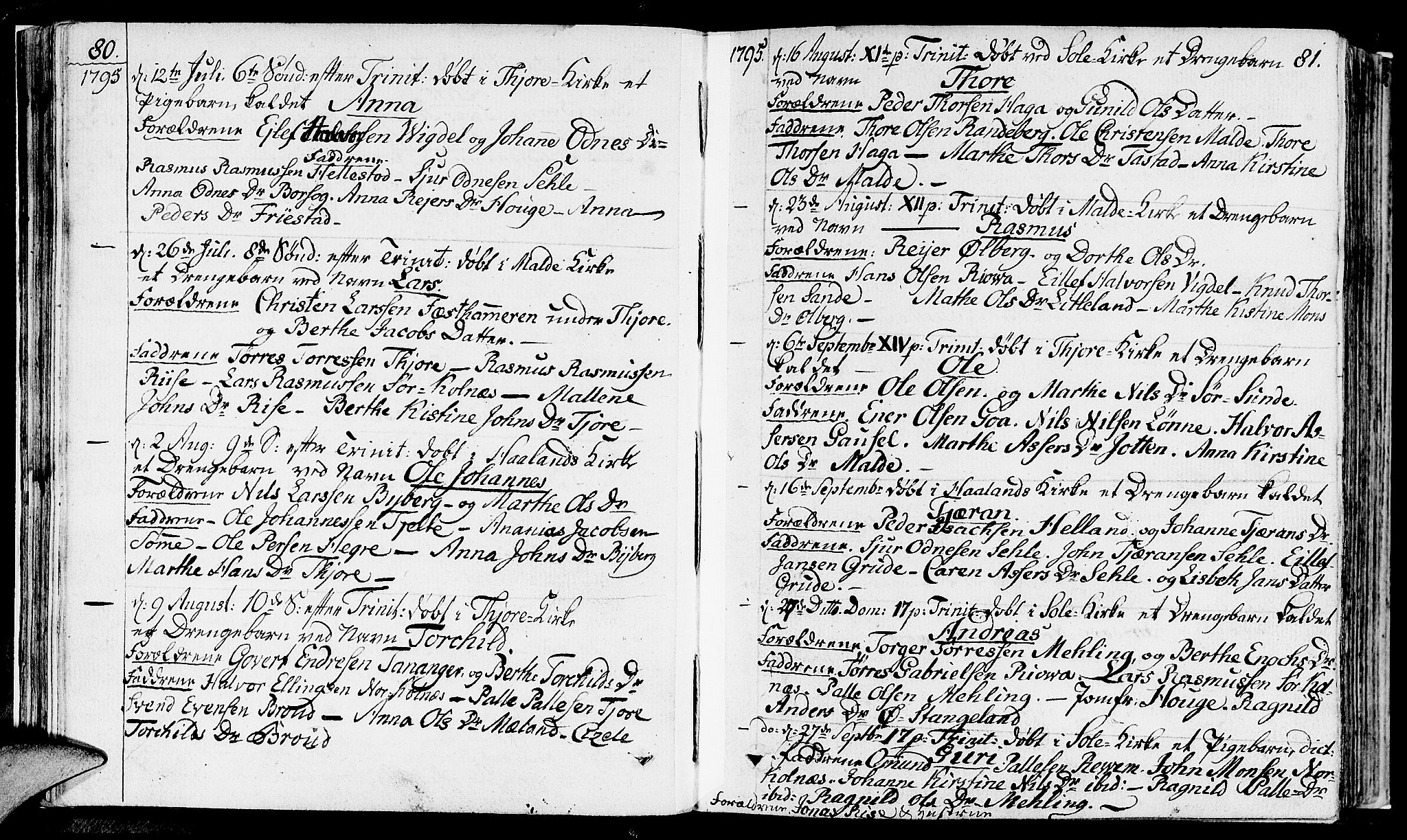 Håland sokneprestkontor, AV/SAST-A-101802/001/30BA/L0003: Parish register (official) no. A 3, 1794-1815, p. 80-81