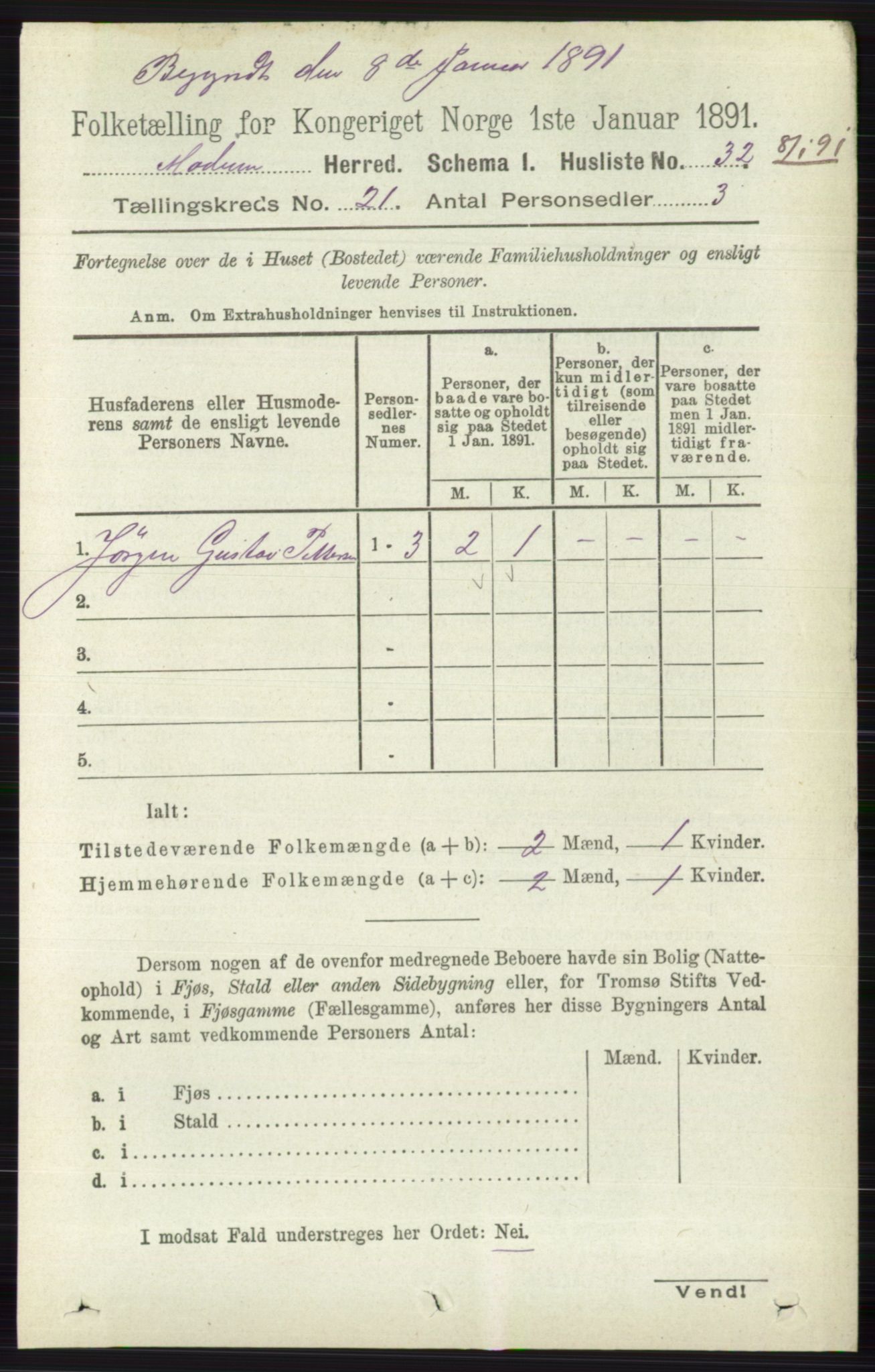 RA, 1891 census for 0623 Modum, 1891, p. 8095