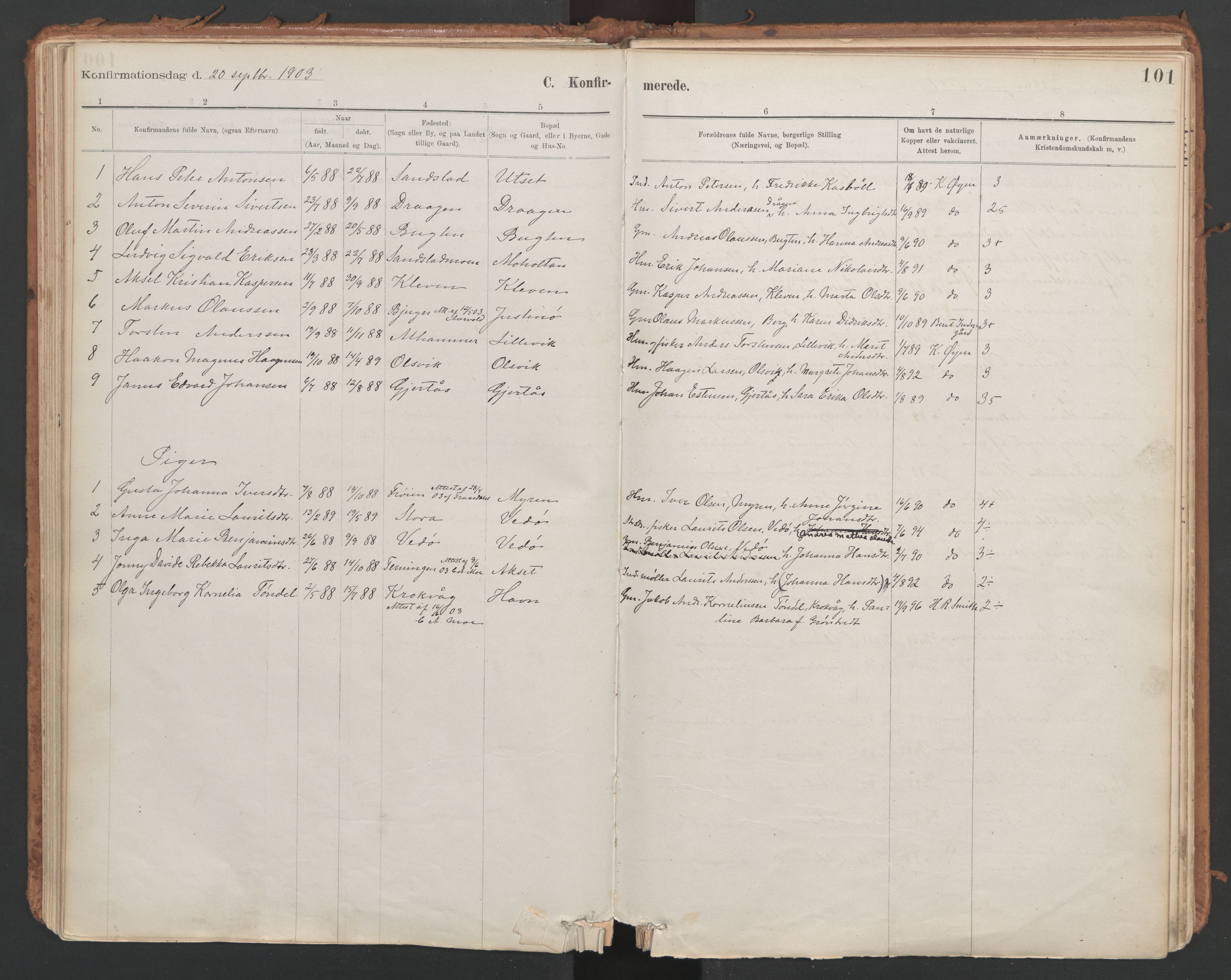 Ministerialprotokoller, klokkerbøker og fødselsregistre - Sør-Trøndelag, SAT/A-1456/639/L0572: Parish register (official) no. 639A01, 1890-1920, p. 101