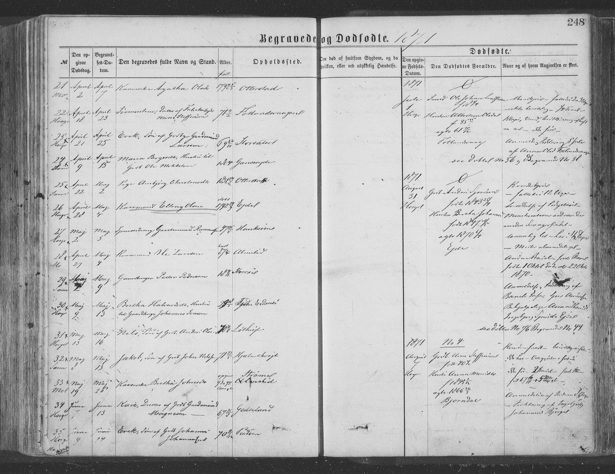 Hosanger sokneprestembete, AV/SAB-A-75801/H/Haa: Parish register (official) no. A 9, 1864-1876, p. 248