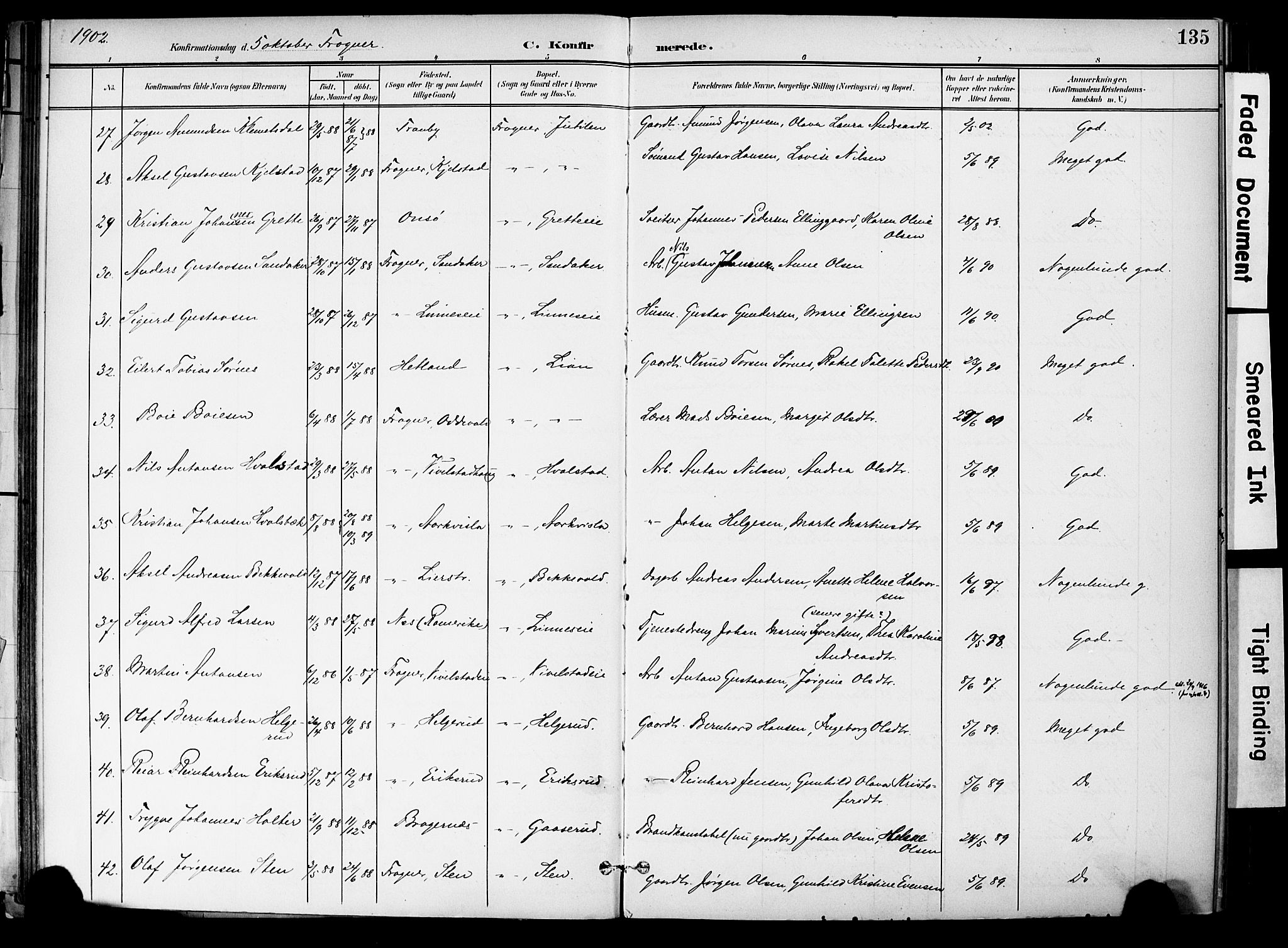 Lier kirkebøker, AV/SAKO-A-230/F/Fa/L0017: Parish register (official) no. I 17, 1901-1908, p. 135