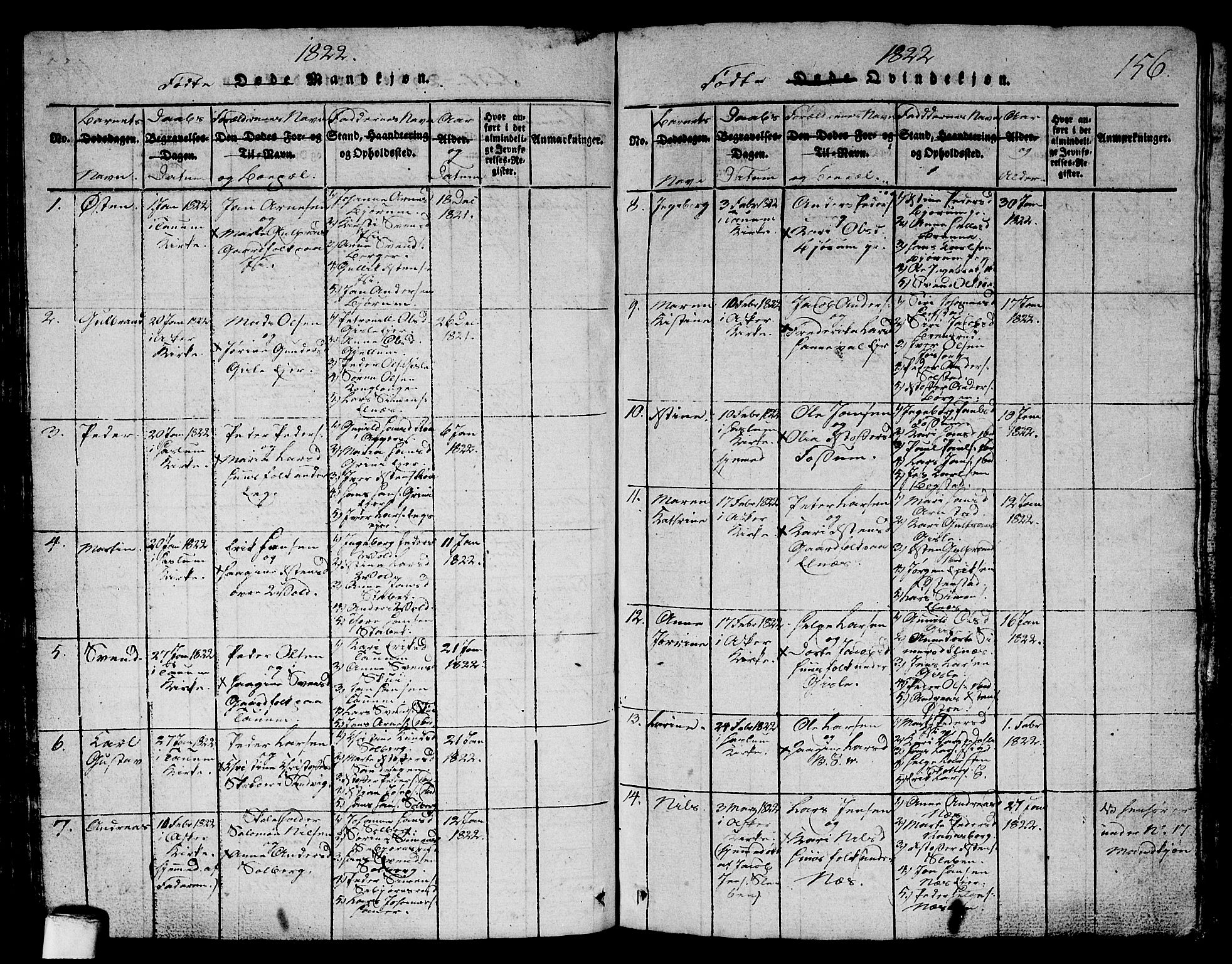 Asker prestekontor Kirkebøker, SAO/A-10256a/G/Ga/L0001: Parish register (copy) no. I 1, 1814-1830, p. 156