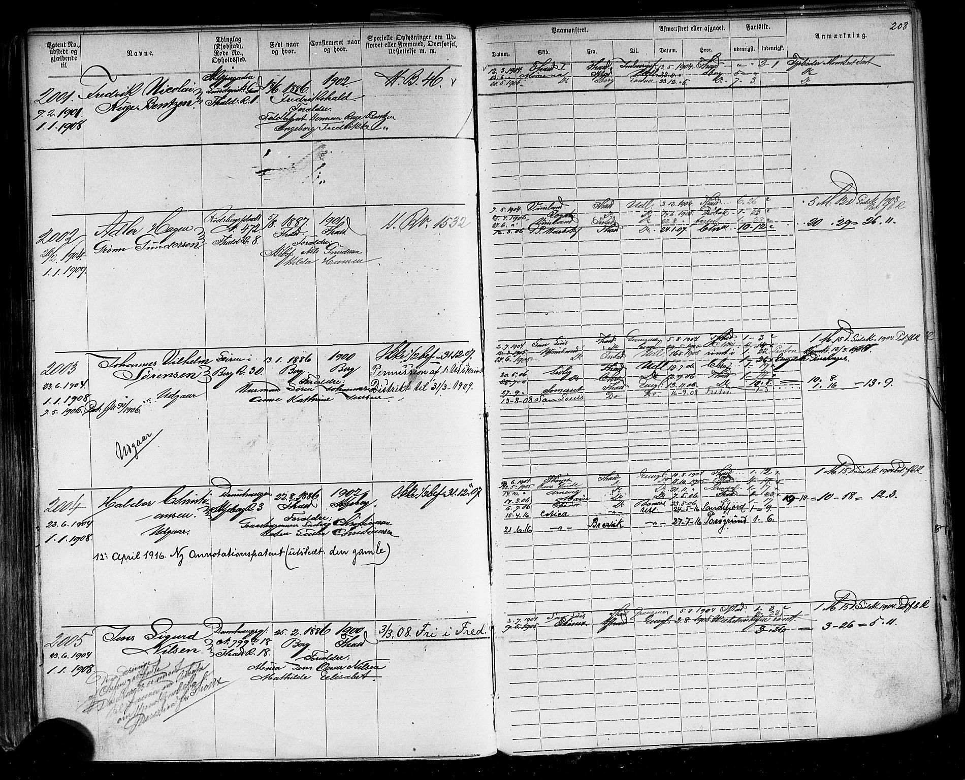 Halden mønstringskontor, SAO/A-10569a/F/Fc/Fca/L0003: Annotasjonsrulle, 1875-1910, p. 224