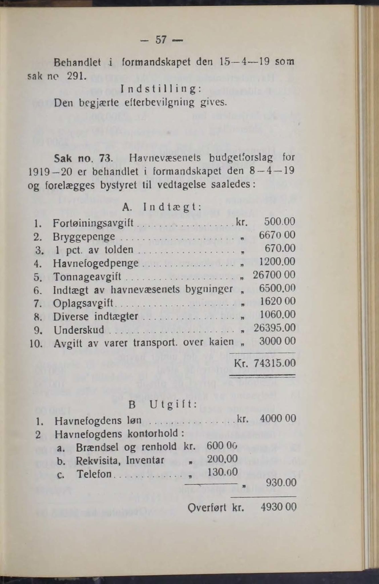 Narvik kommune. Formannskap , AIN/K-18050.150/A/Ab/L0009: Møtebok, 1919