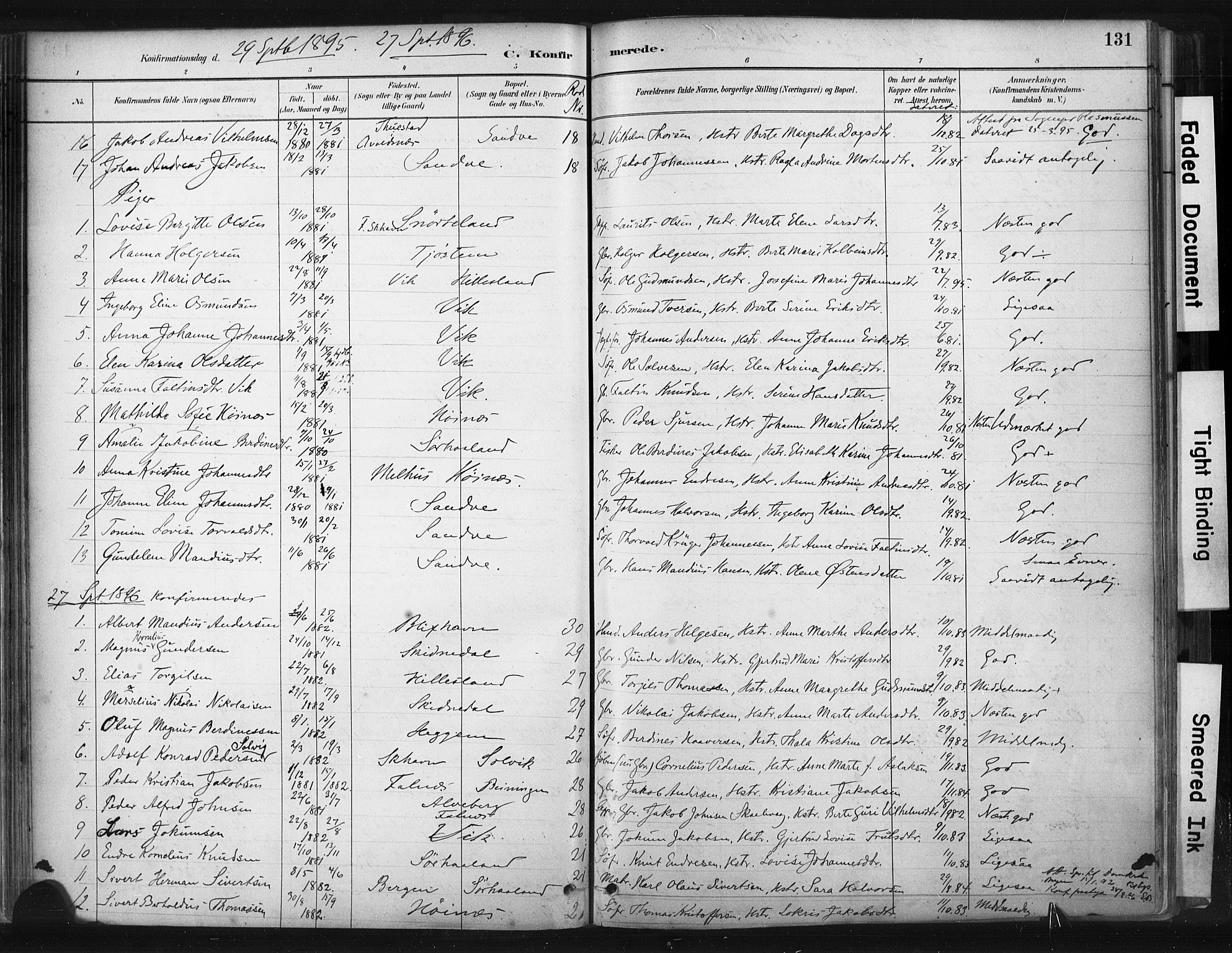 Skudenes sokneprestkontor, SAST/A -101849/H/Ha/Haa/L0009: Parish register (official) no. A 6, 1882-1912, p. 131