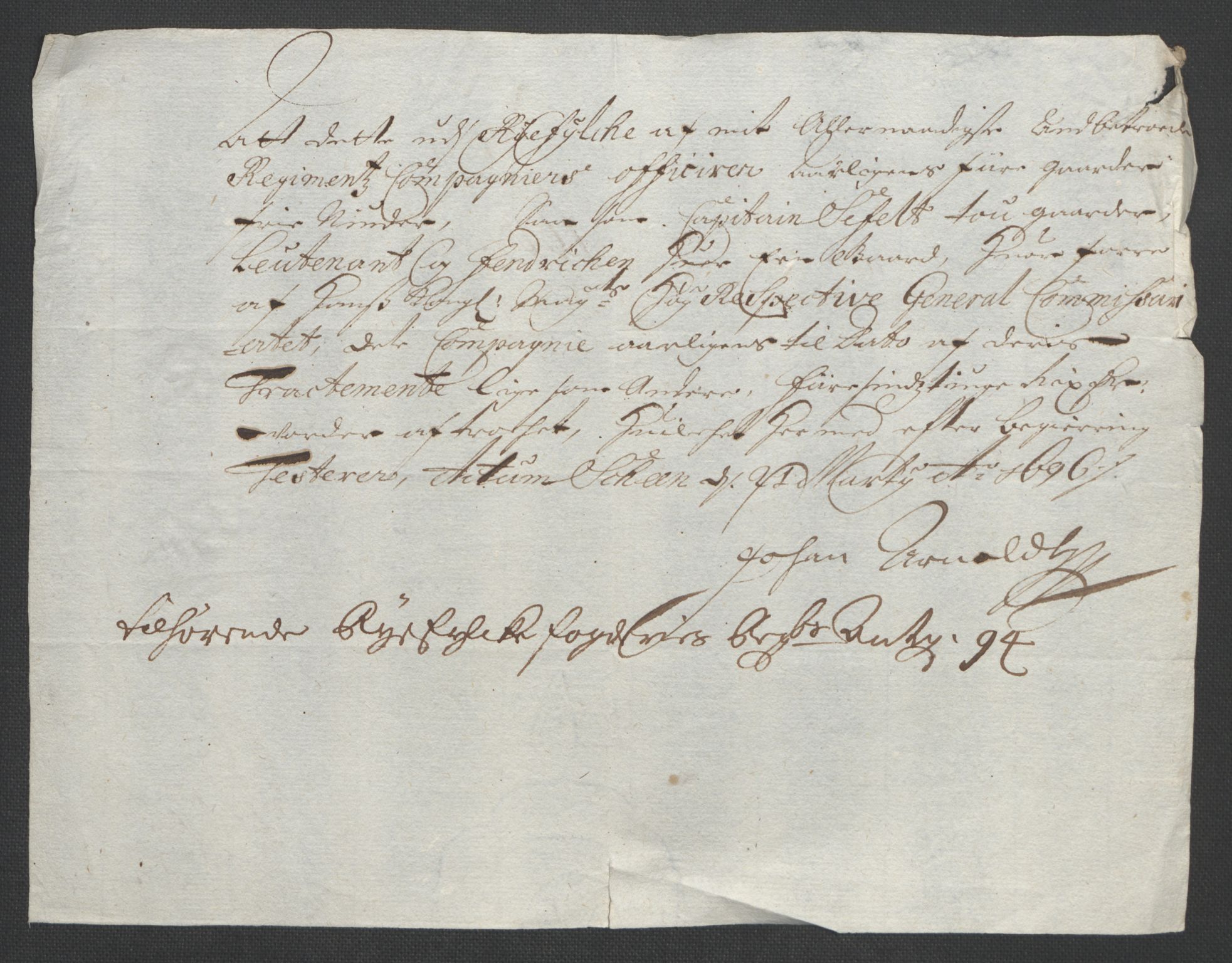 Rentekammeret inntil 1814, Reviderte regnskaper, Fogderegnskap, RA/EA-4092/R47/L2857: Fogderegnskap Ryfylke, 1694-1696, p. 105