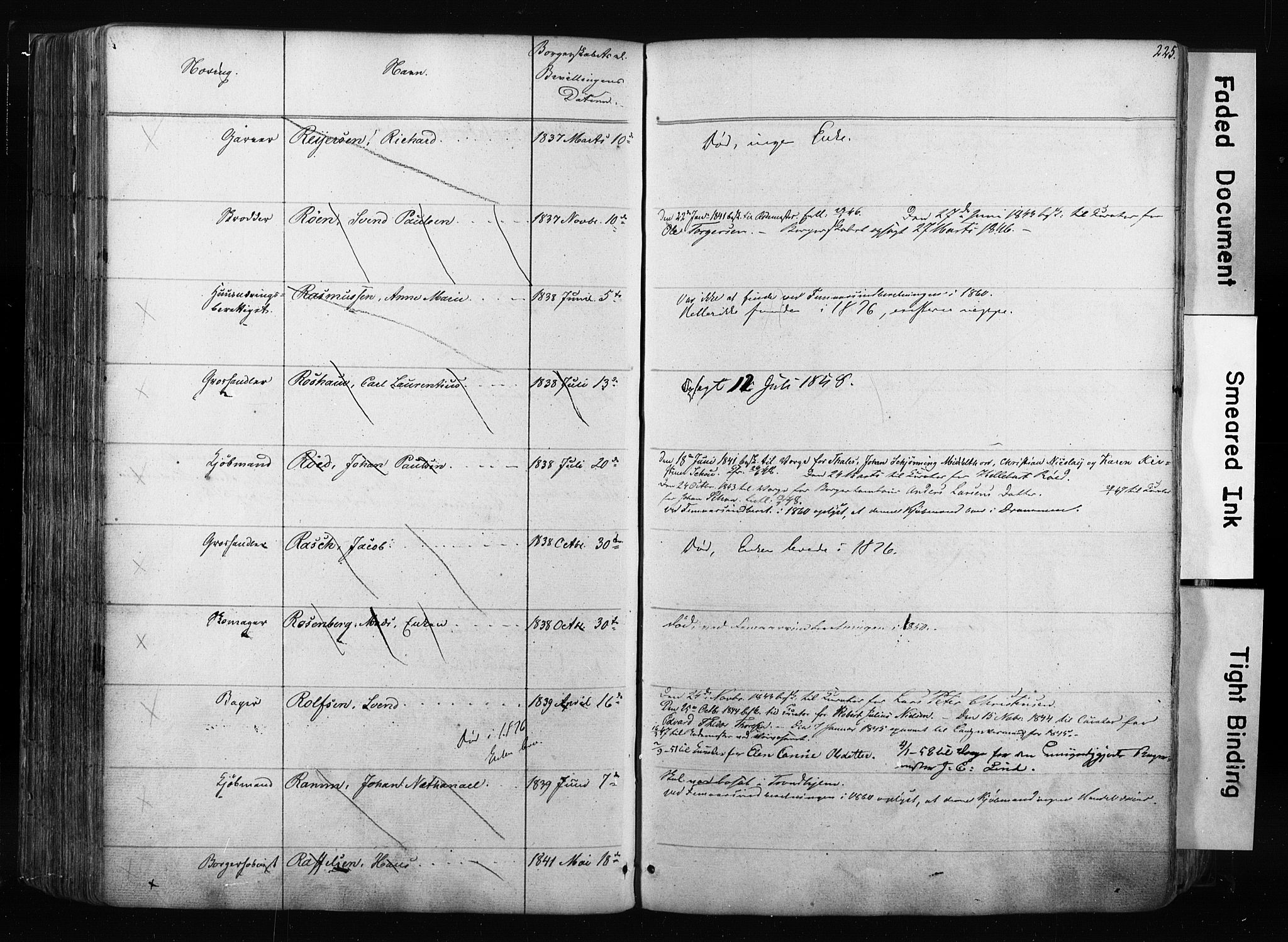 Kristiania magistrat, AV/SAO-A-10711/F/Fb/L0003: Borgerrulle, 1842-1860, p. 230