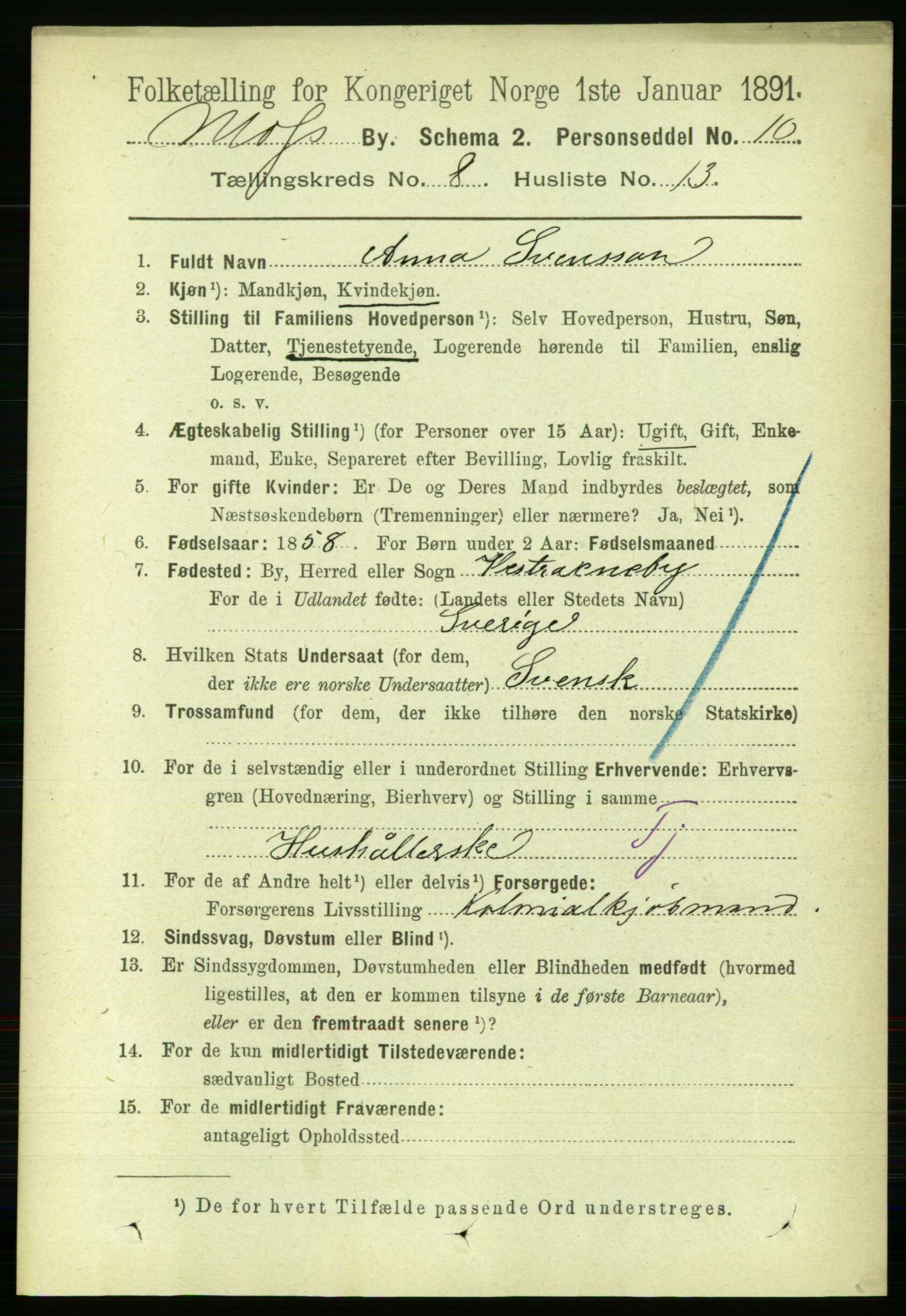 RA, 1891 census for 0104 Moss, 1891, p. 4965