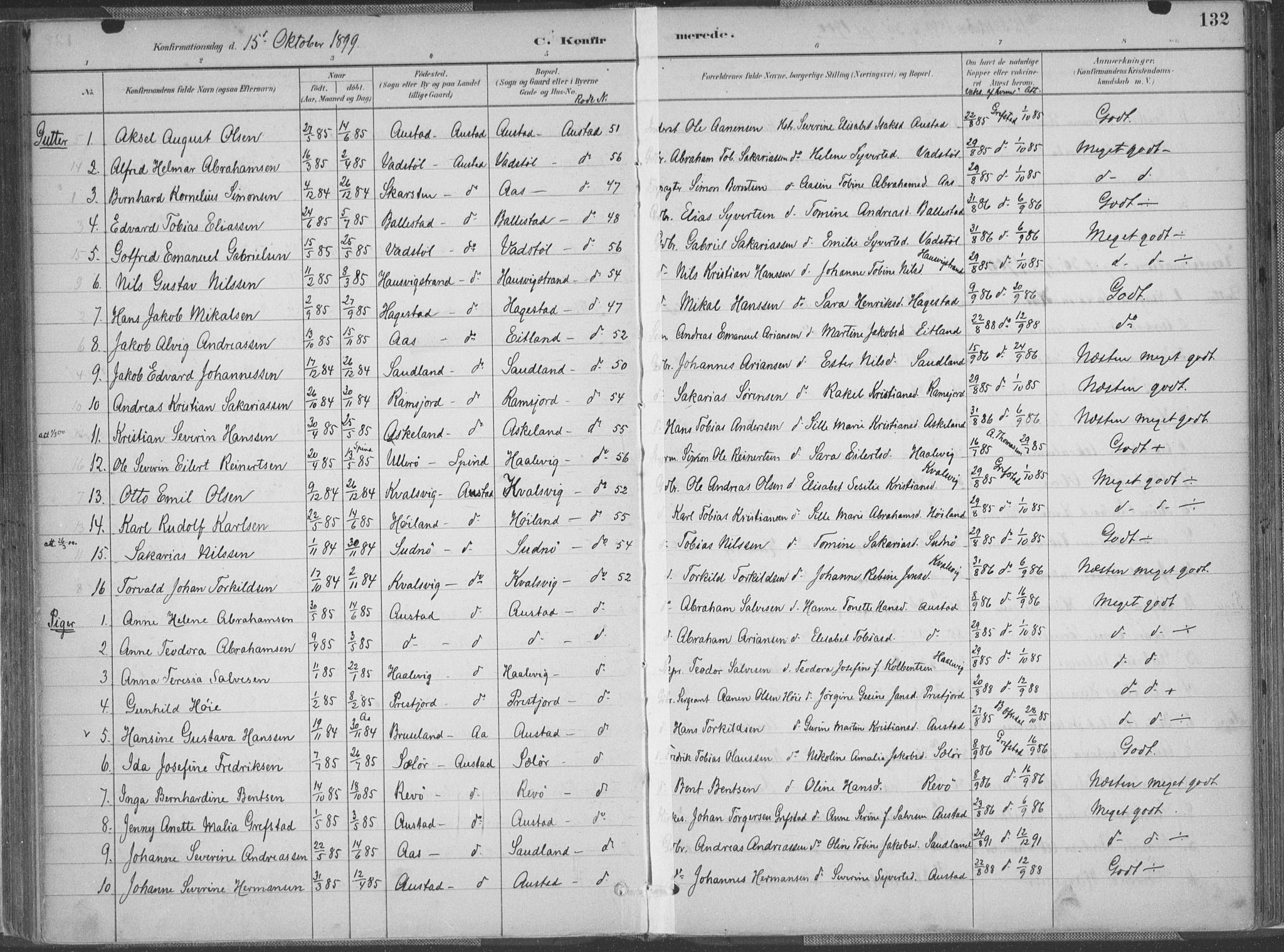 Lyngdal sokneprestkontor, SAK/1111-0029/F/Fa/Faa/L0004: Parish register (official) no. A 4, 1883-1904, p. 132