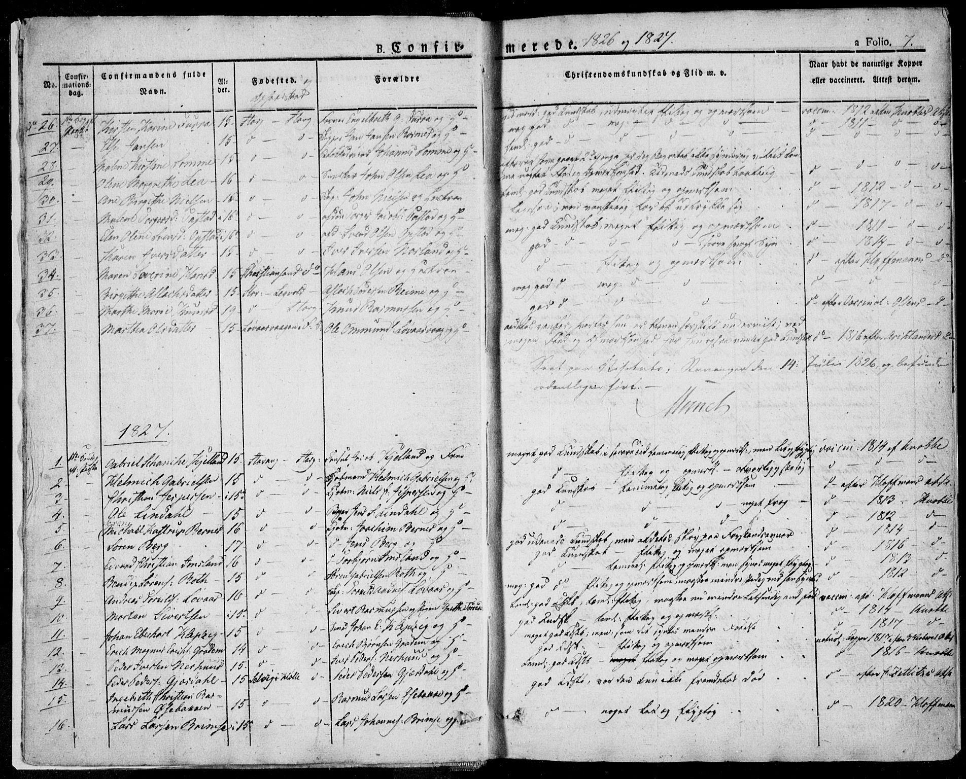 Domkirken sokneprestkontor, SAST/A-101812/001/30/30BA/L0013: Parish register (official) no. A 12, 1823-1861, p. 7