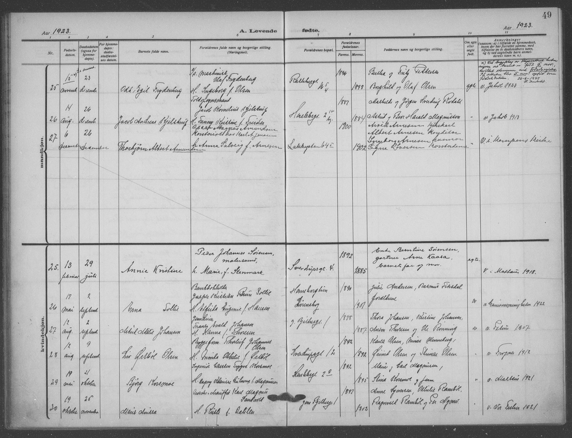 Matteus prestekontor Kirkebøker, AV/SAO-A-10870/F/Fa/L0001: Parish register (official) no. 1, 1917-1938, p. 49