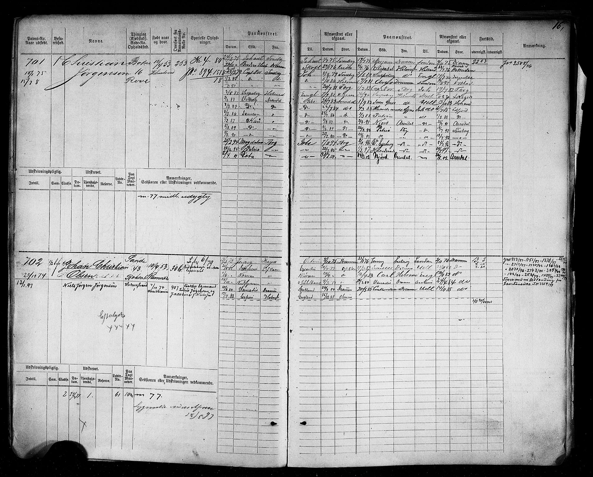 Holmestrand innrulleringskontor, SAKO/A-1151/F/Fc/L0004: Hovedrulle, 1872-1913, p. 19