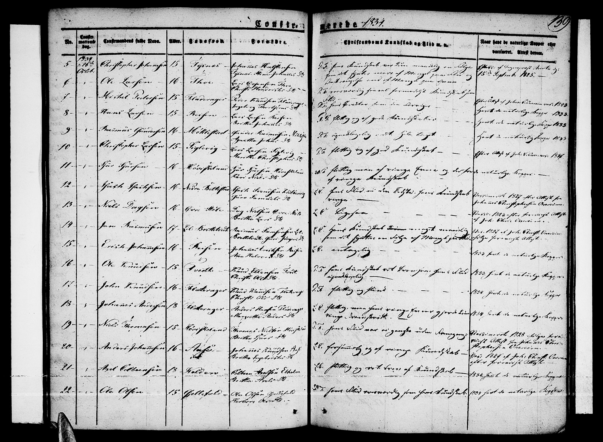 Tysnes sokneprestembete, SAB/A-78601/H/Haa: Parish register (official) no. A 8, 1826-1837, p. 139