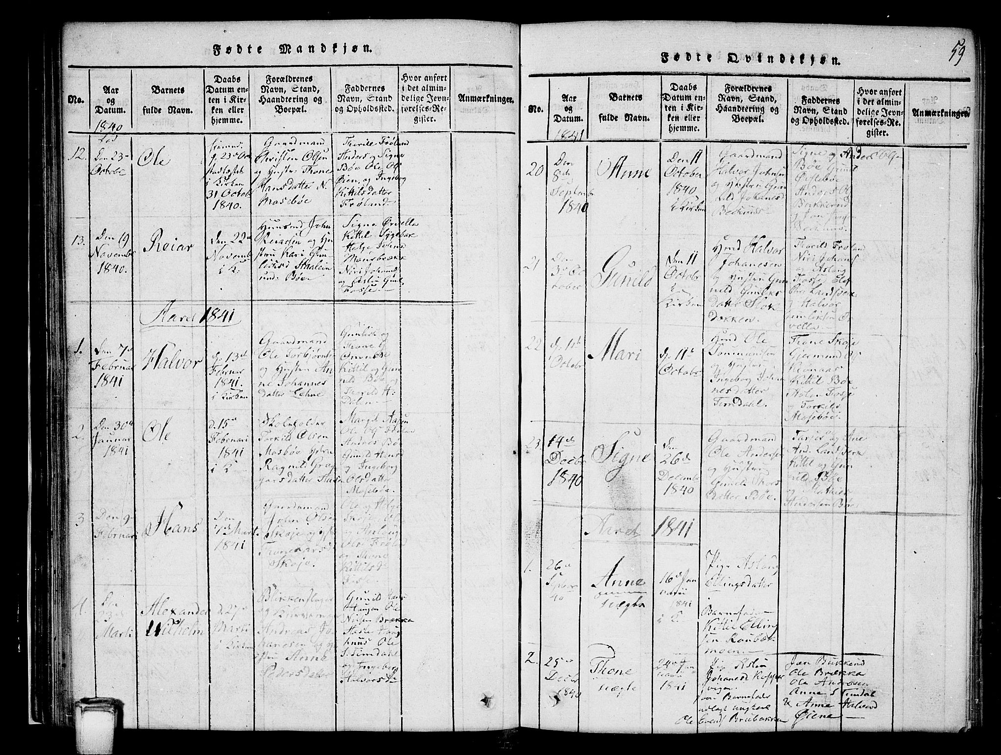 Hjartdal kirkebøker, SAKO/A-270/G/Gb/L0001: Parish register (copy) no. II 1, 1815-1842, p. 59