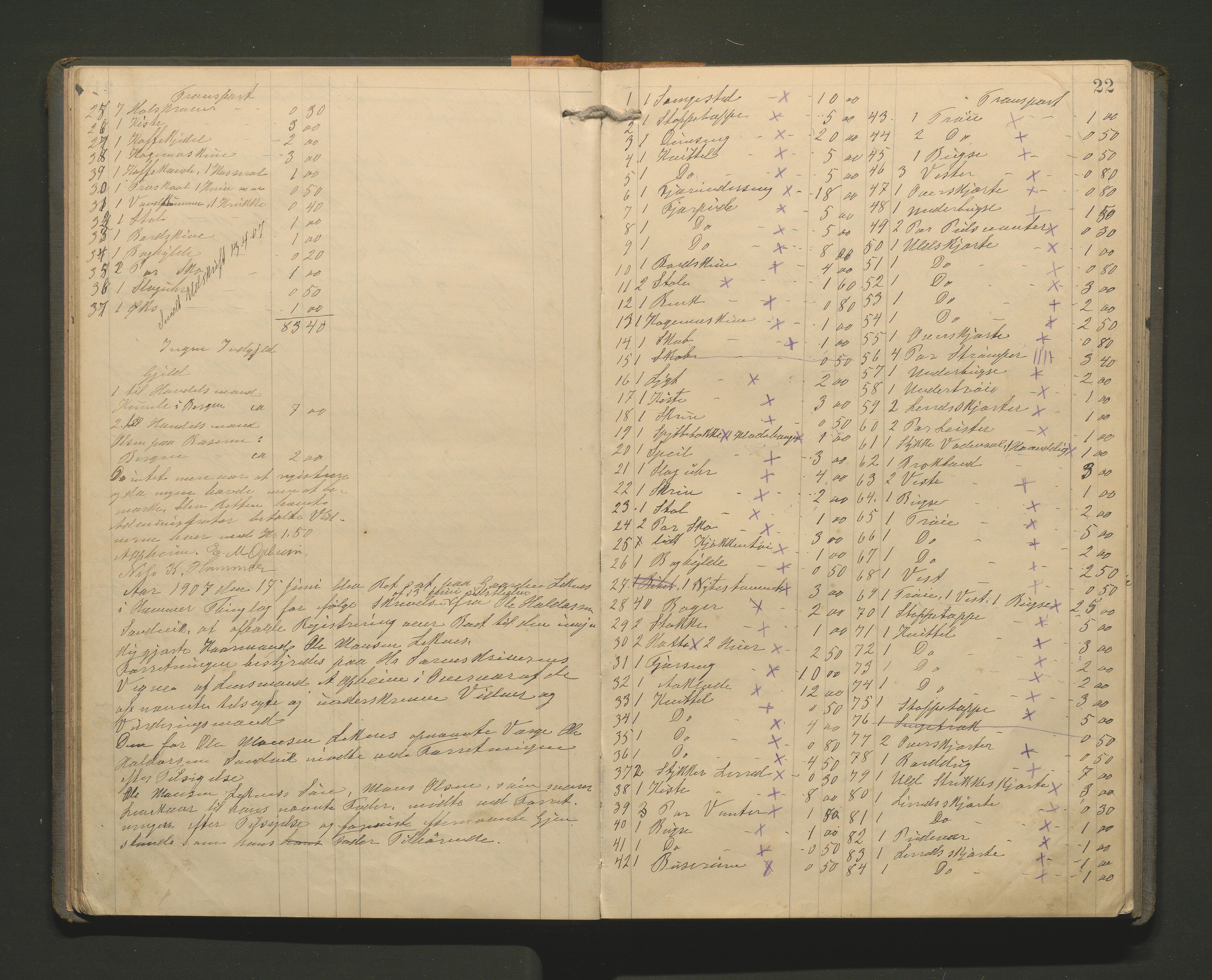 Lensmannen i Hamre, SAB/A-32601/0006/L0003: Registreringsprotokoll, 1904-1917, p. 21b-22a