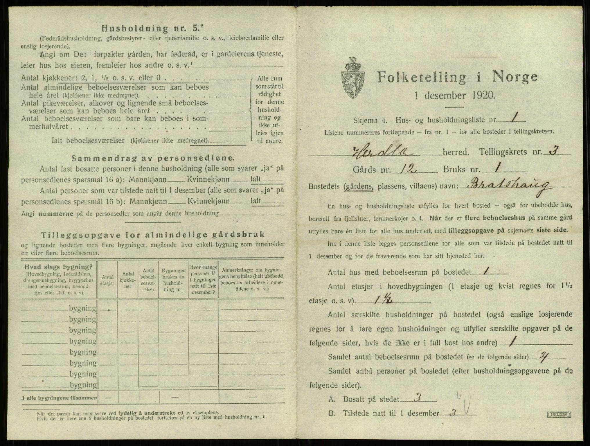 SAB, 1920 census for Herdla, 1920, p. 284