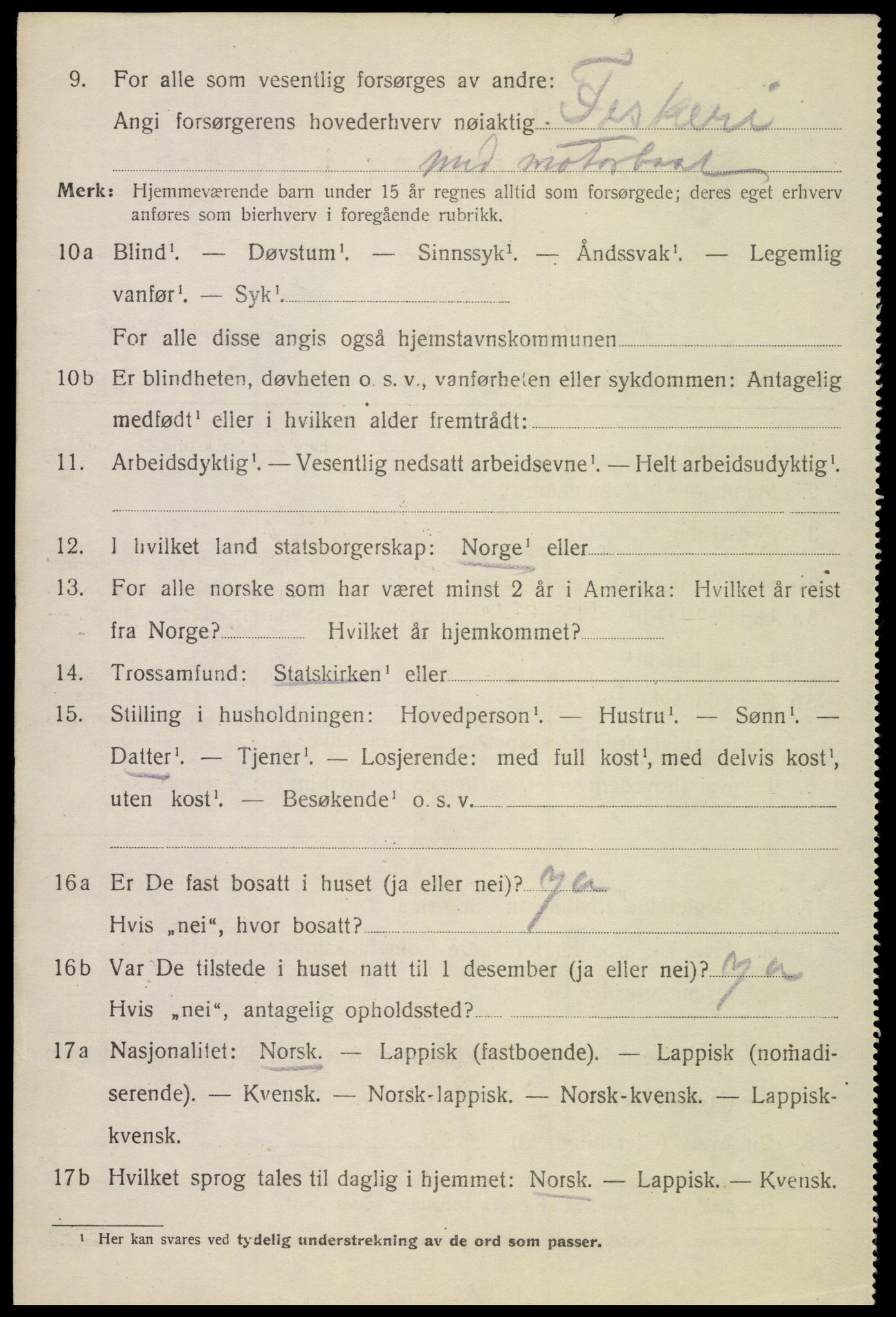 SAT, 1920 census for Hadsel, 1920, p. 21445